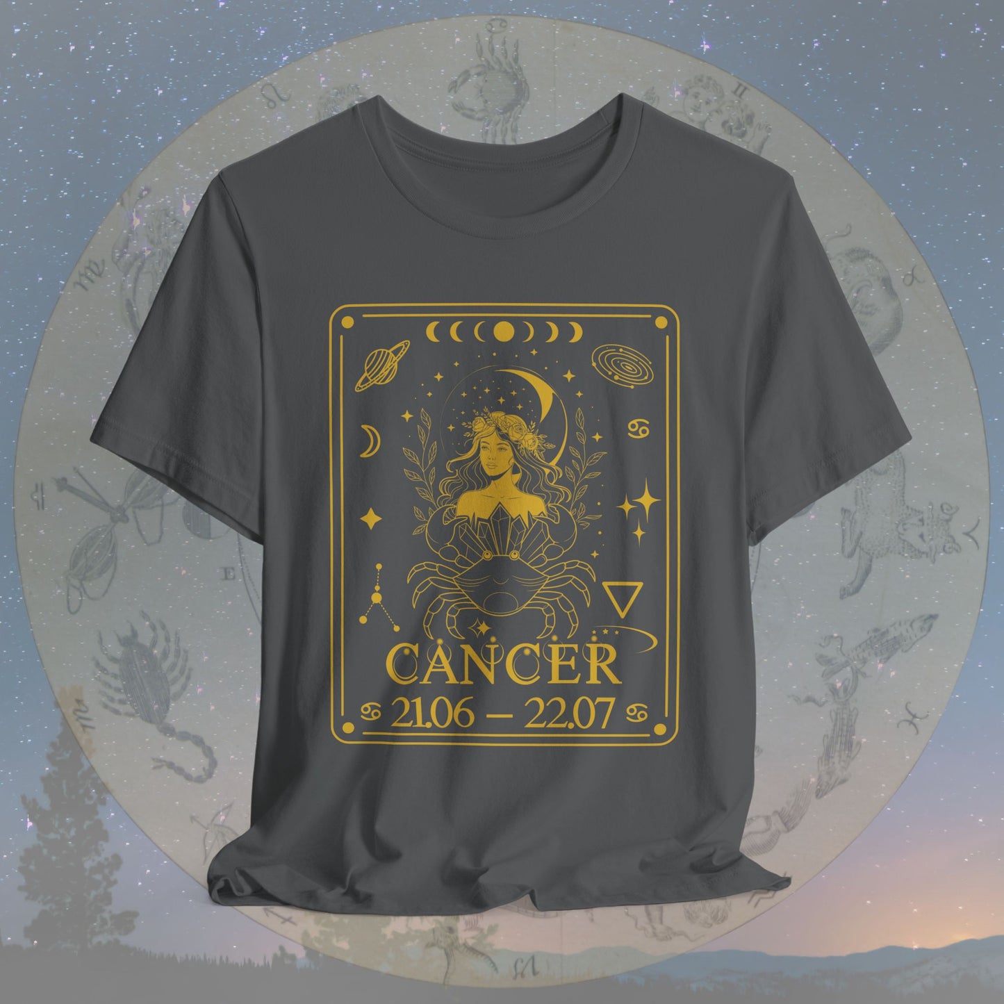 Cancer Zodiac Sign Numeric Dates Tarot T-Shirt