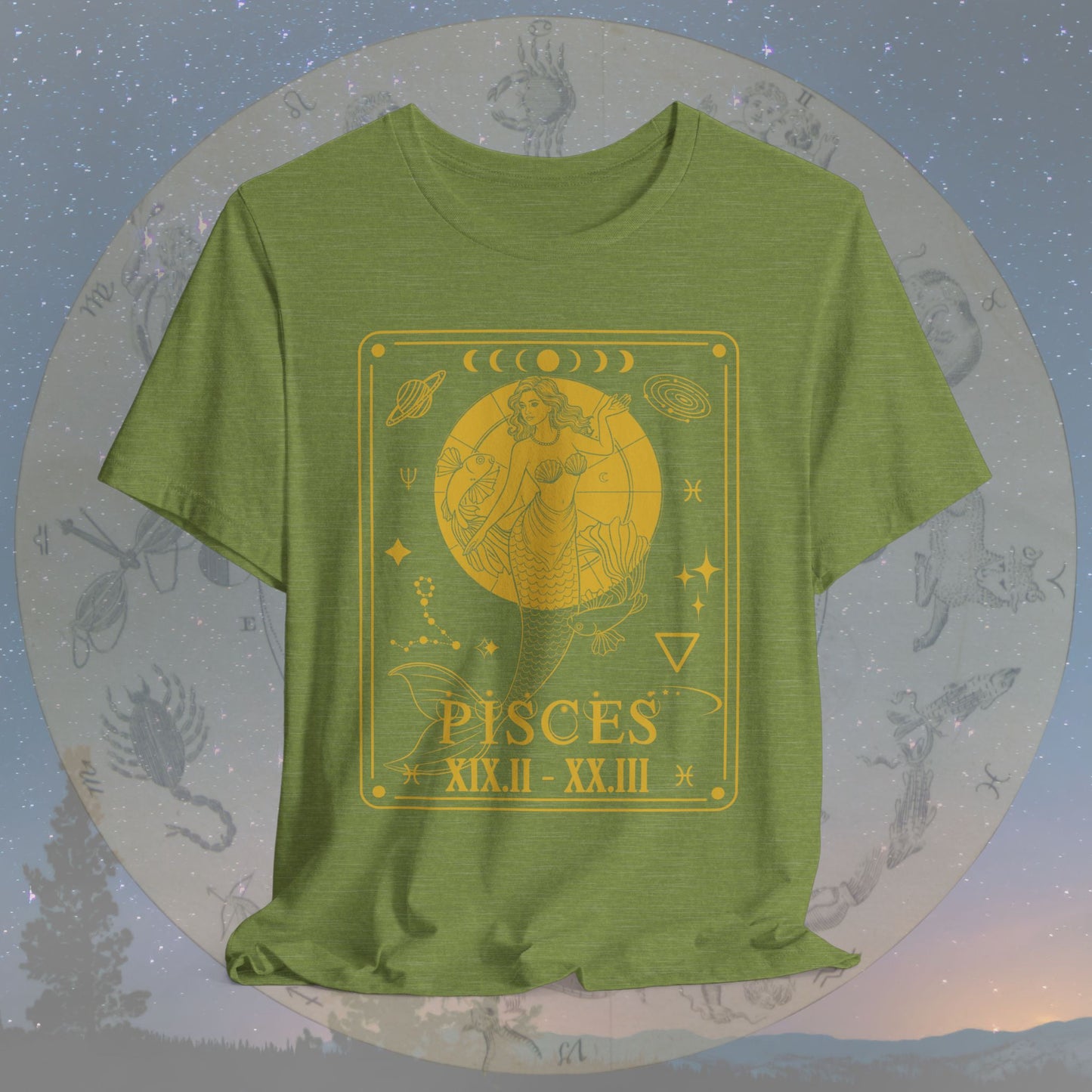 Pisces Zodiac Sign Roman Dates Tarot T-Shirt