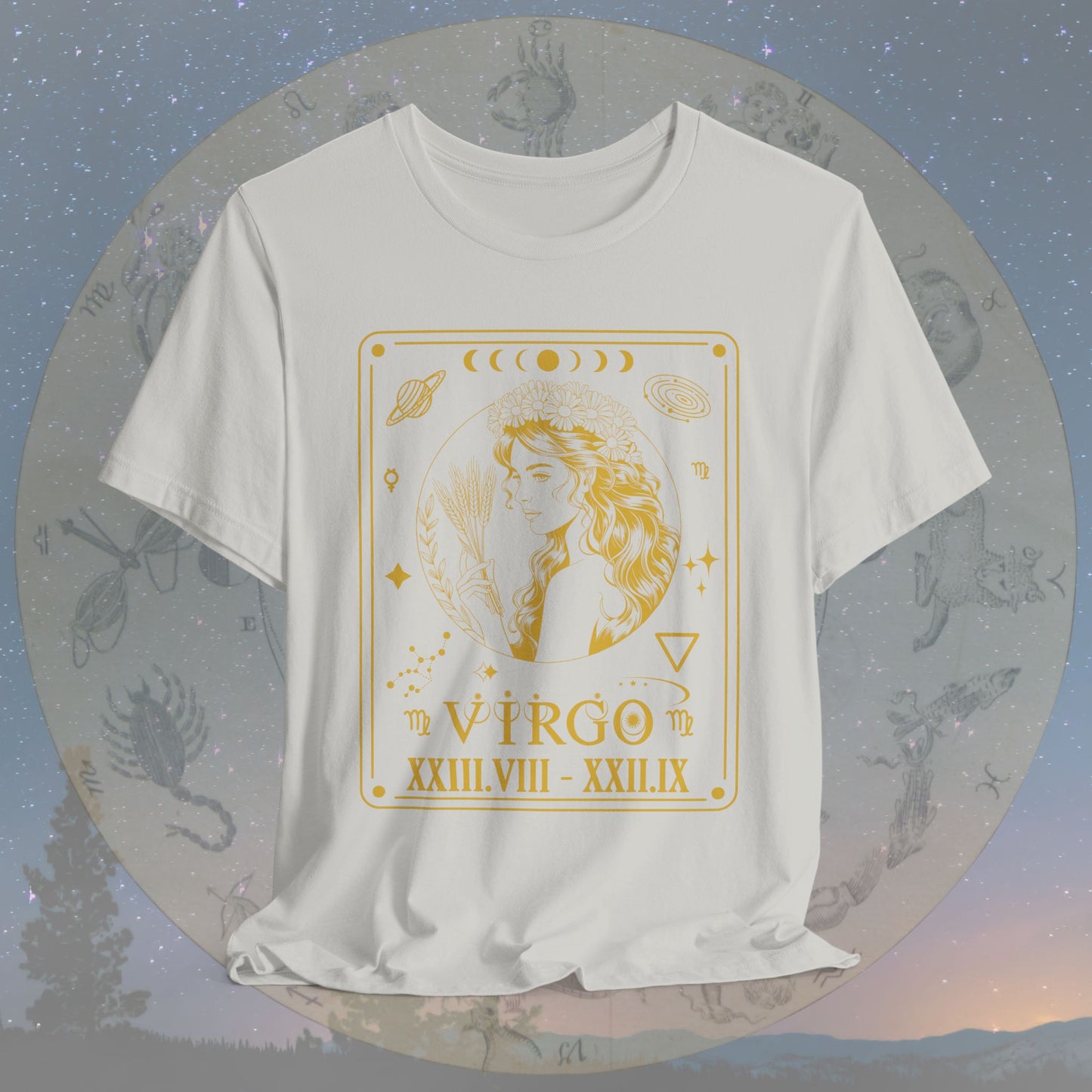 Virgo Zodiac Sign Roman Dates Tarot T-Shirt