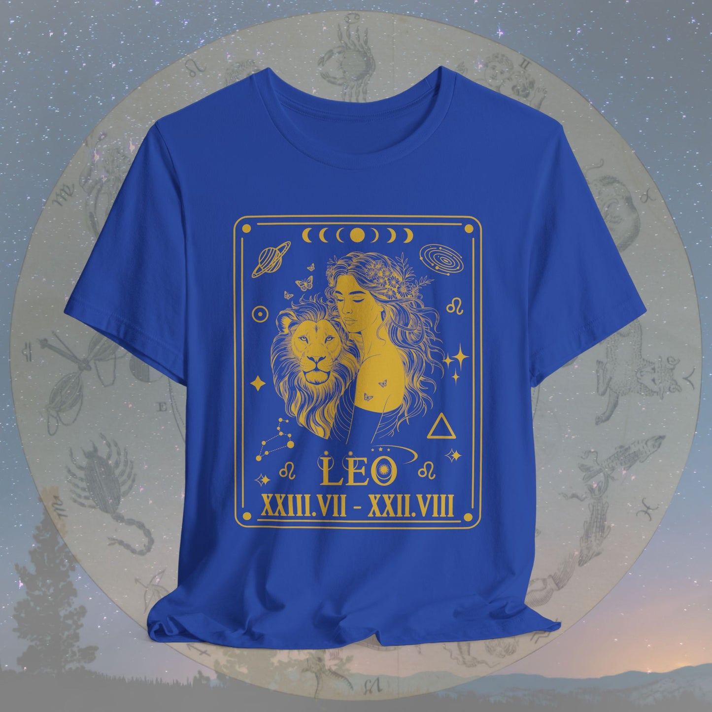 Leo Zodiac Sign Roman Dates Tarot T-Shirt