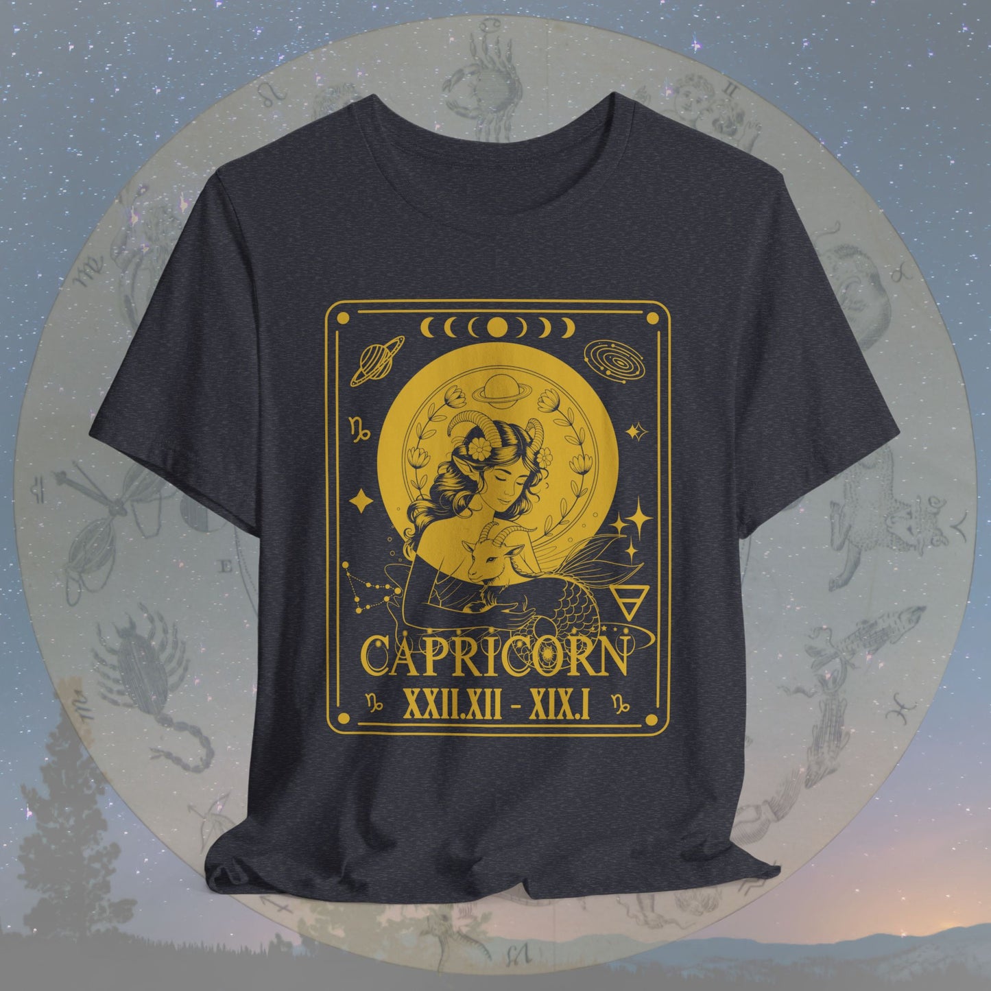 Capricorn Zodiac Sign Roman Dates Tarot T-Shirt