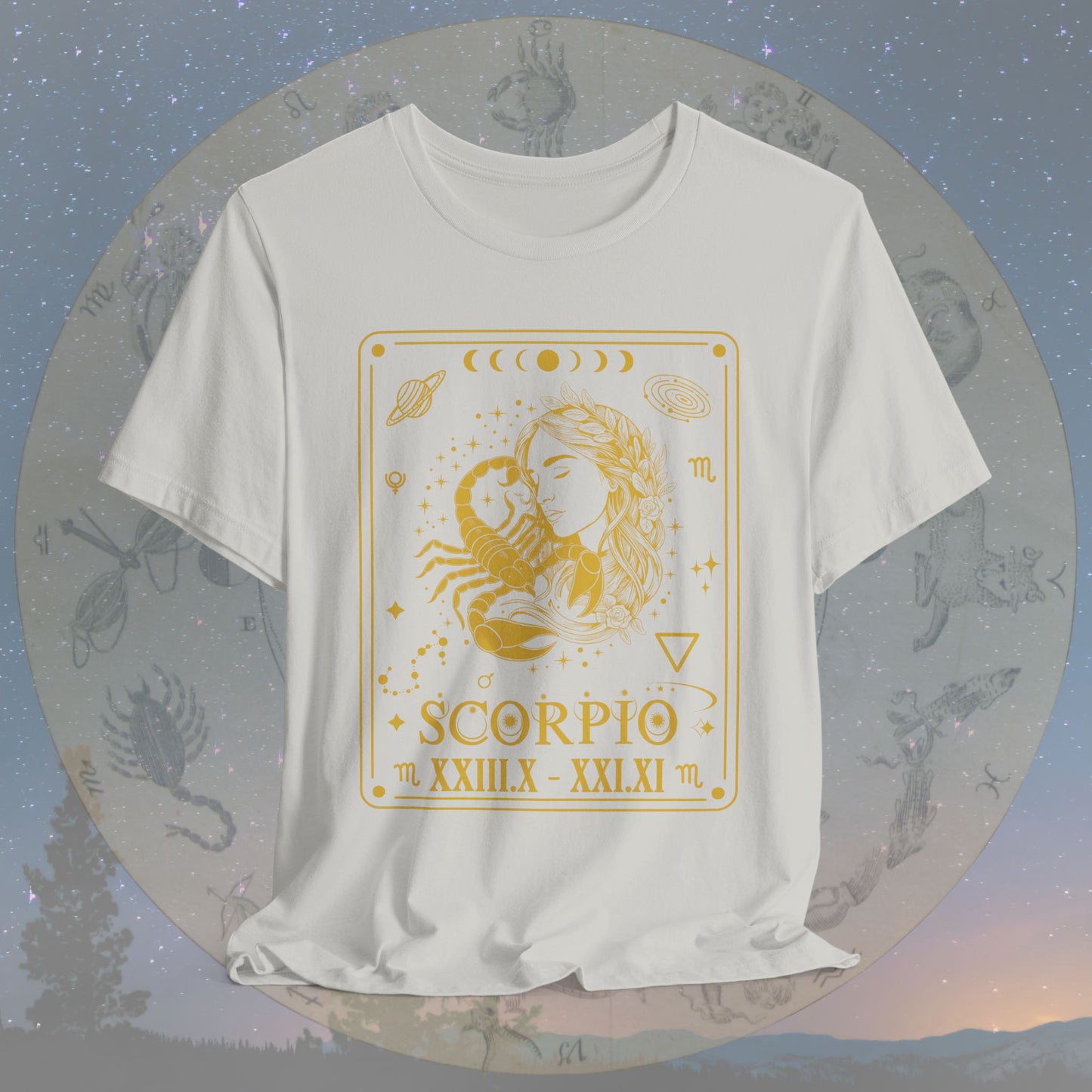 Scorpio Zodiac Sign Roman Dates Tarot T-Shirt