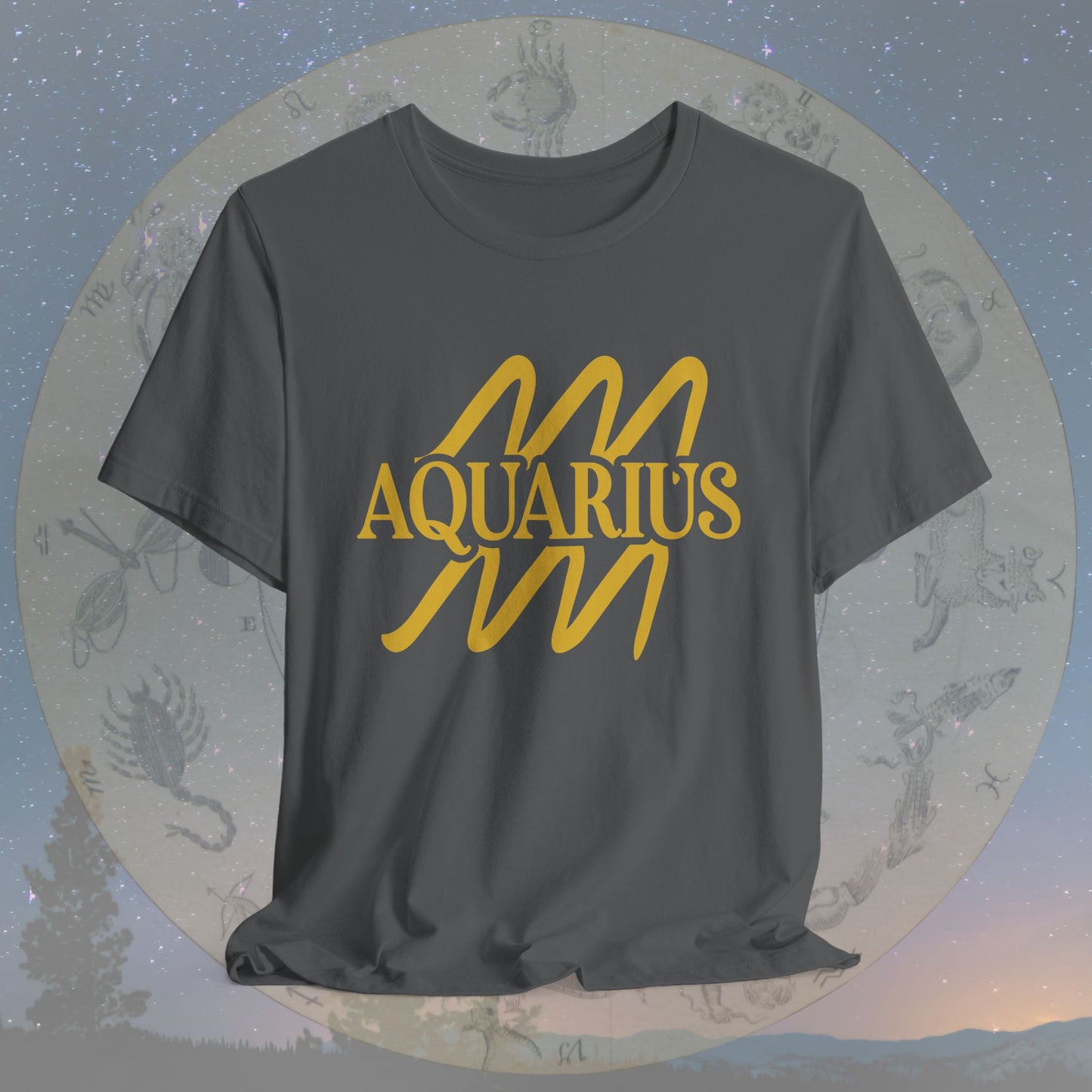 Aquarius Golden Zodiac Symbol T-Shirt