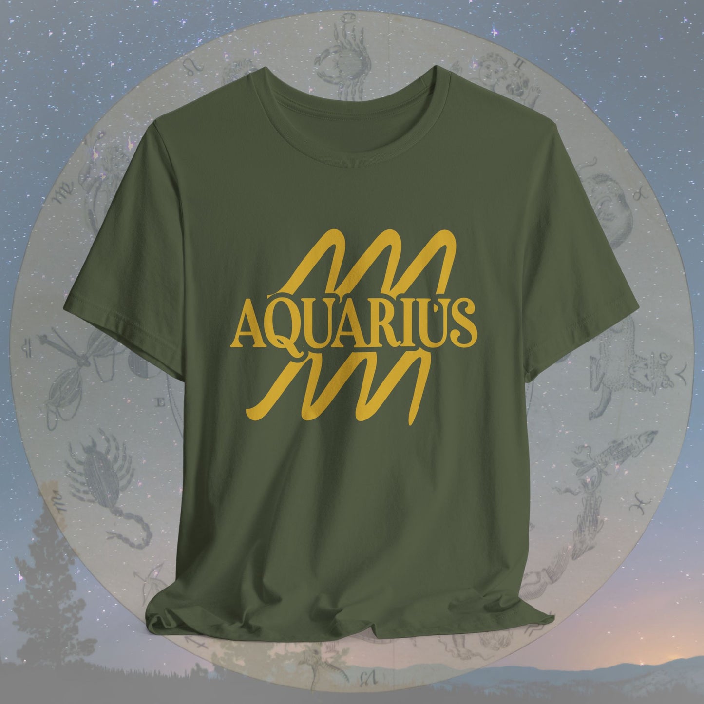 Aquarius Golden Zodiac Symbol T-Shirt