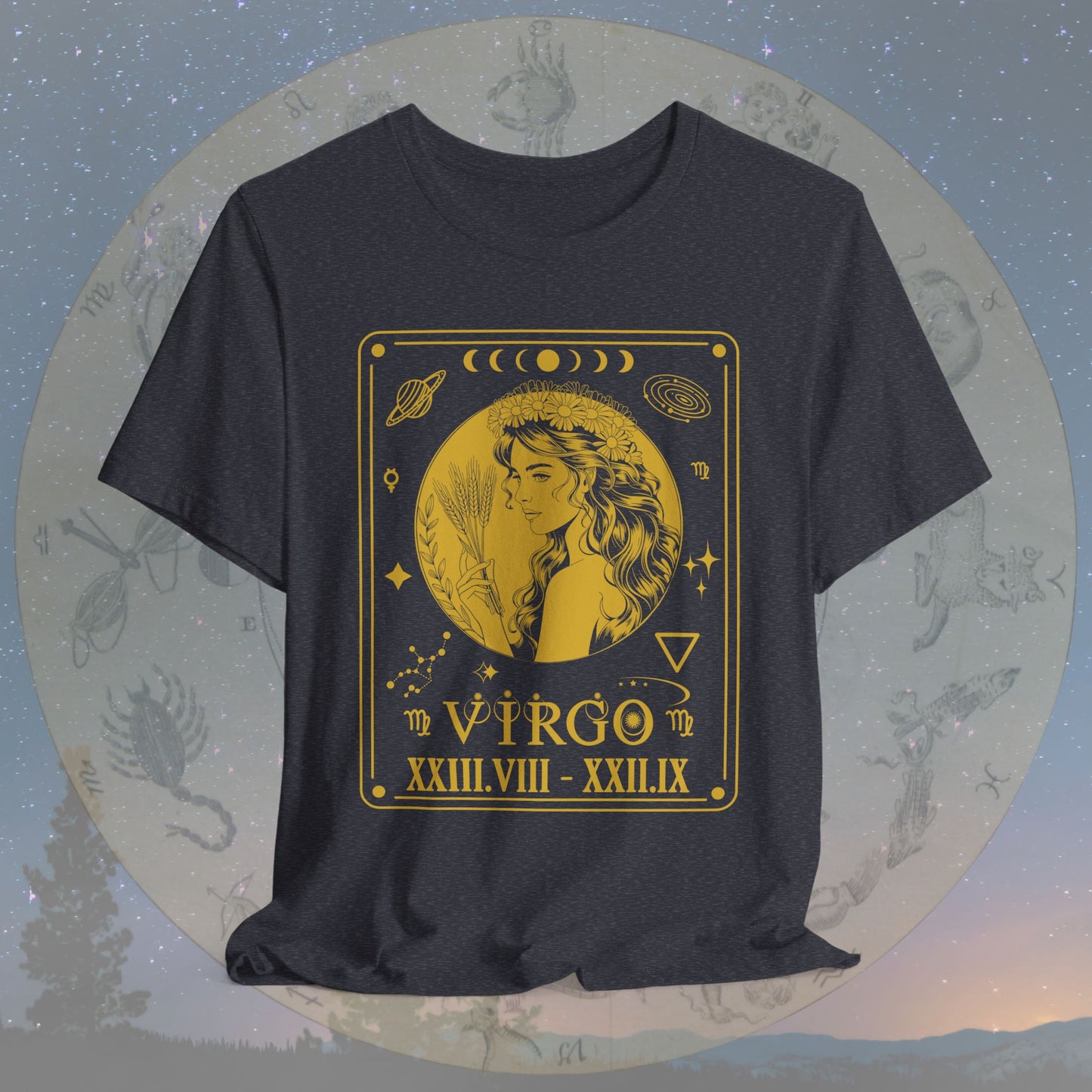 Virgo Zodiac Sign Roman Dates Tarot T-Shirt