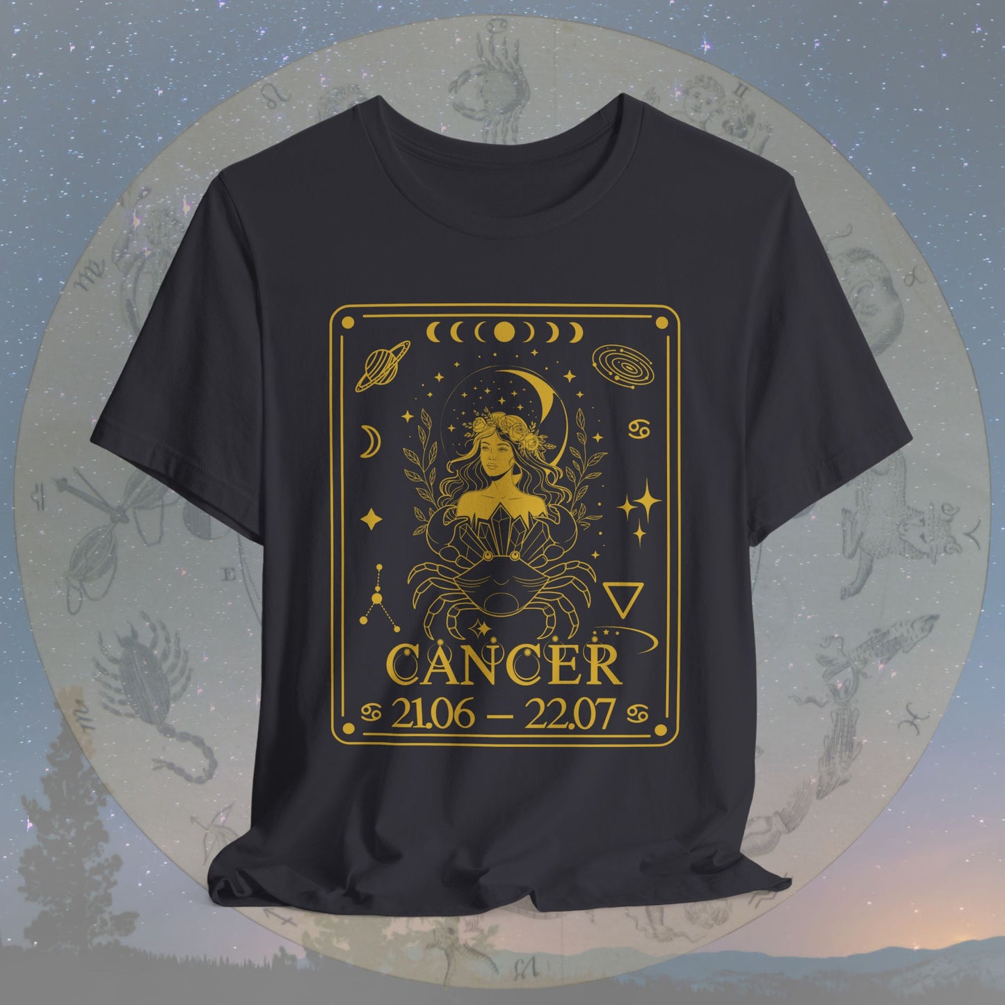 Cancer Zodiac Sign Numeric Dates Tarot T-Shirt
