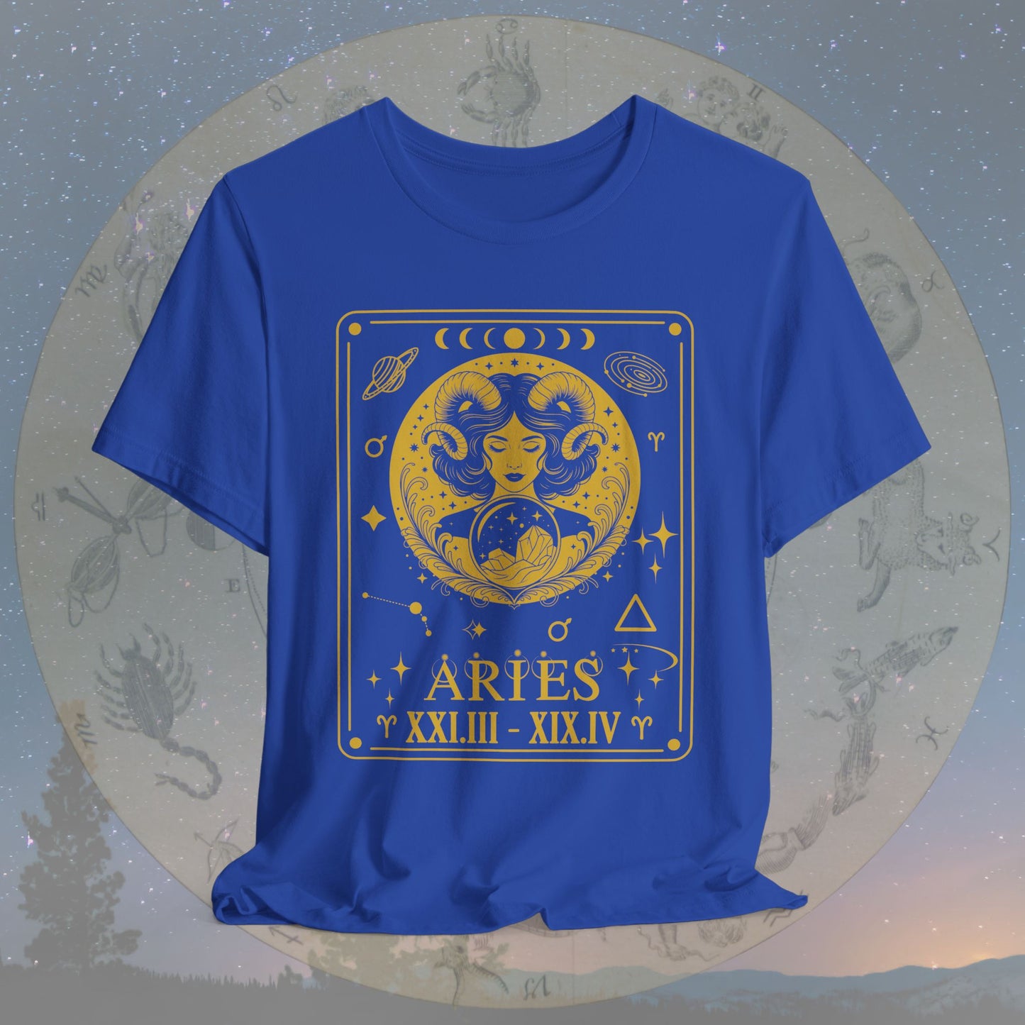 Aries Zodiac Sign Roman Dates Tarot T-Shirt