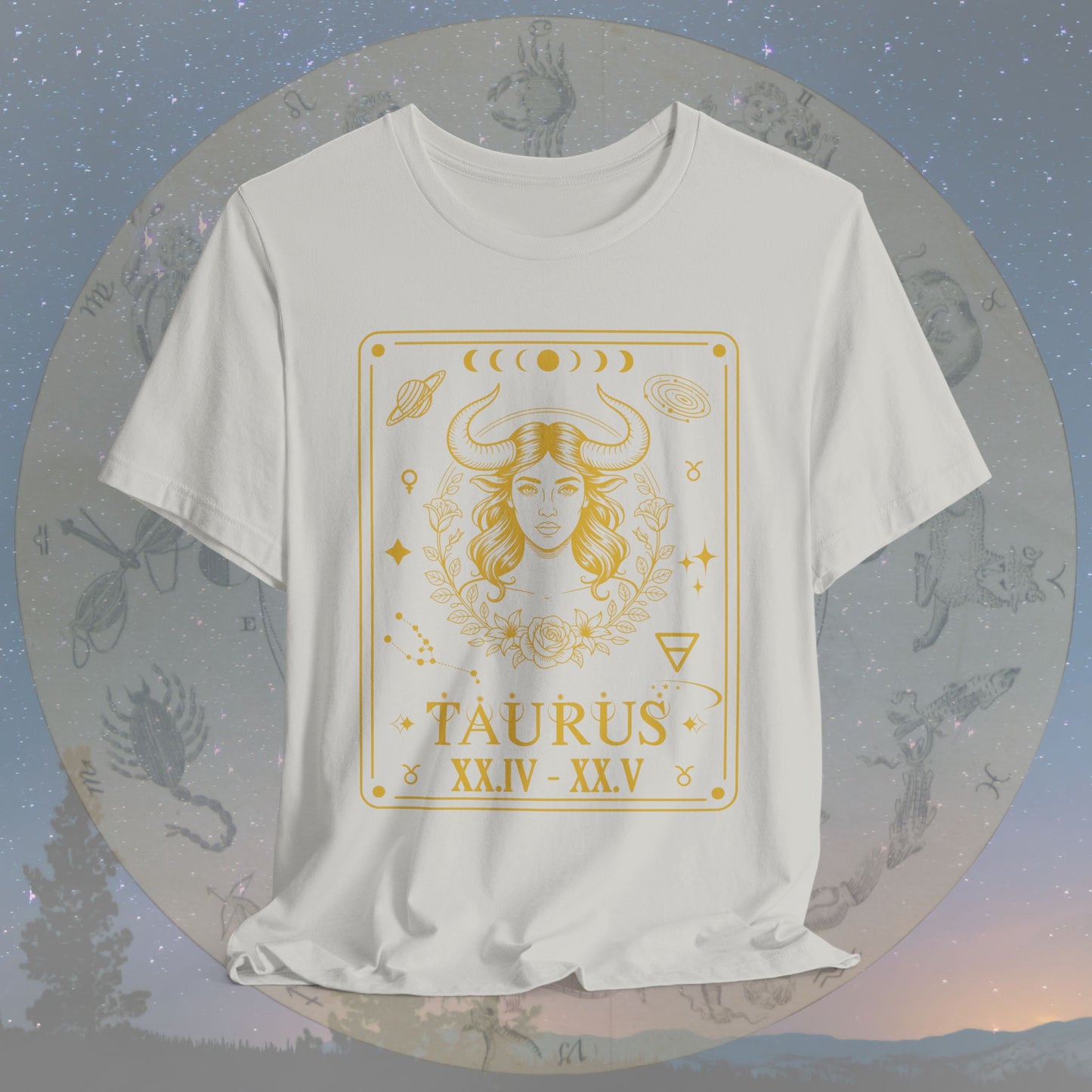 Taurus Zodiac Sign Roman Dates Tarot T-Shirt