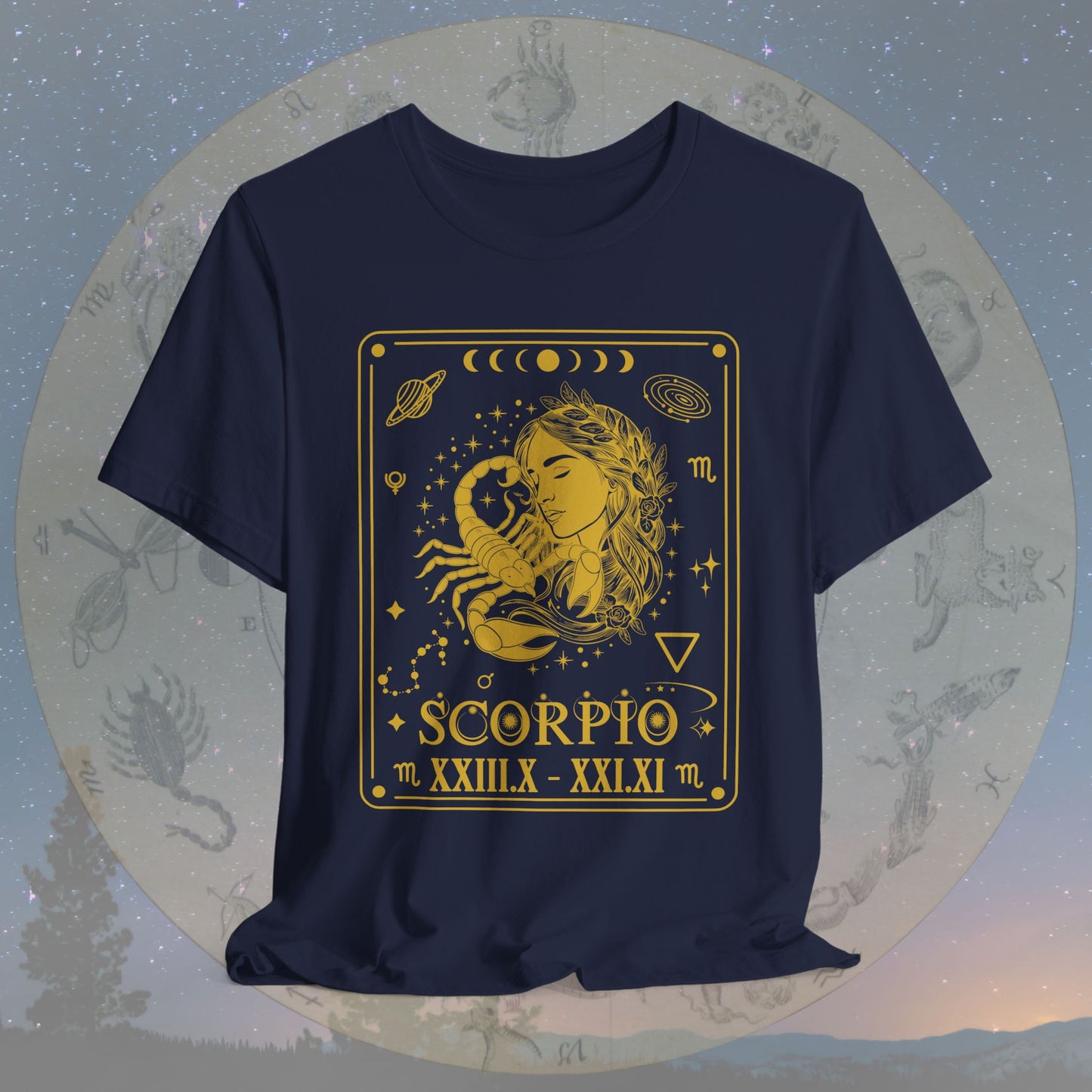 Scorpio Zodiac Sign Roman Dates Tarot T-Shirt