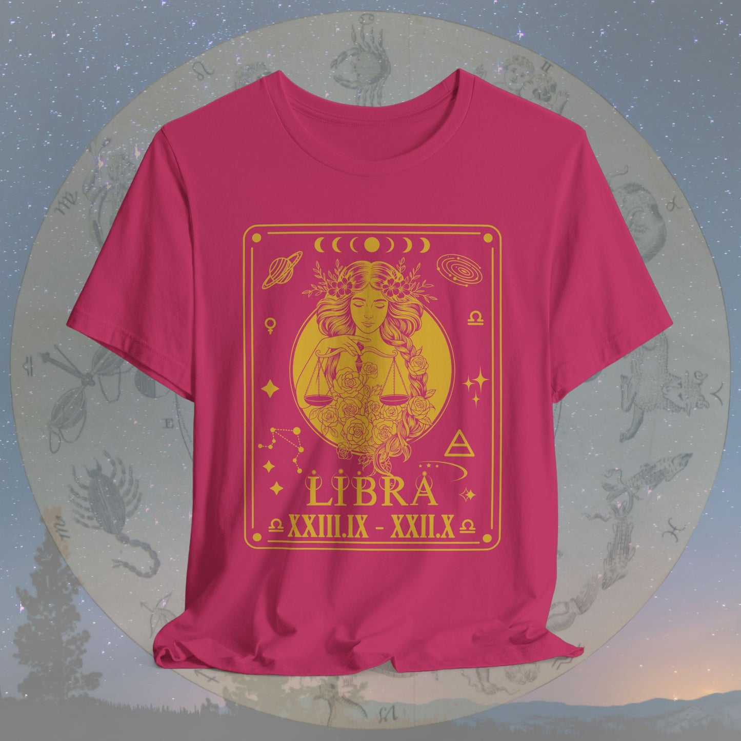 Libra Zodiac Sign Roman Dates Tarot T-Shirt