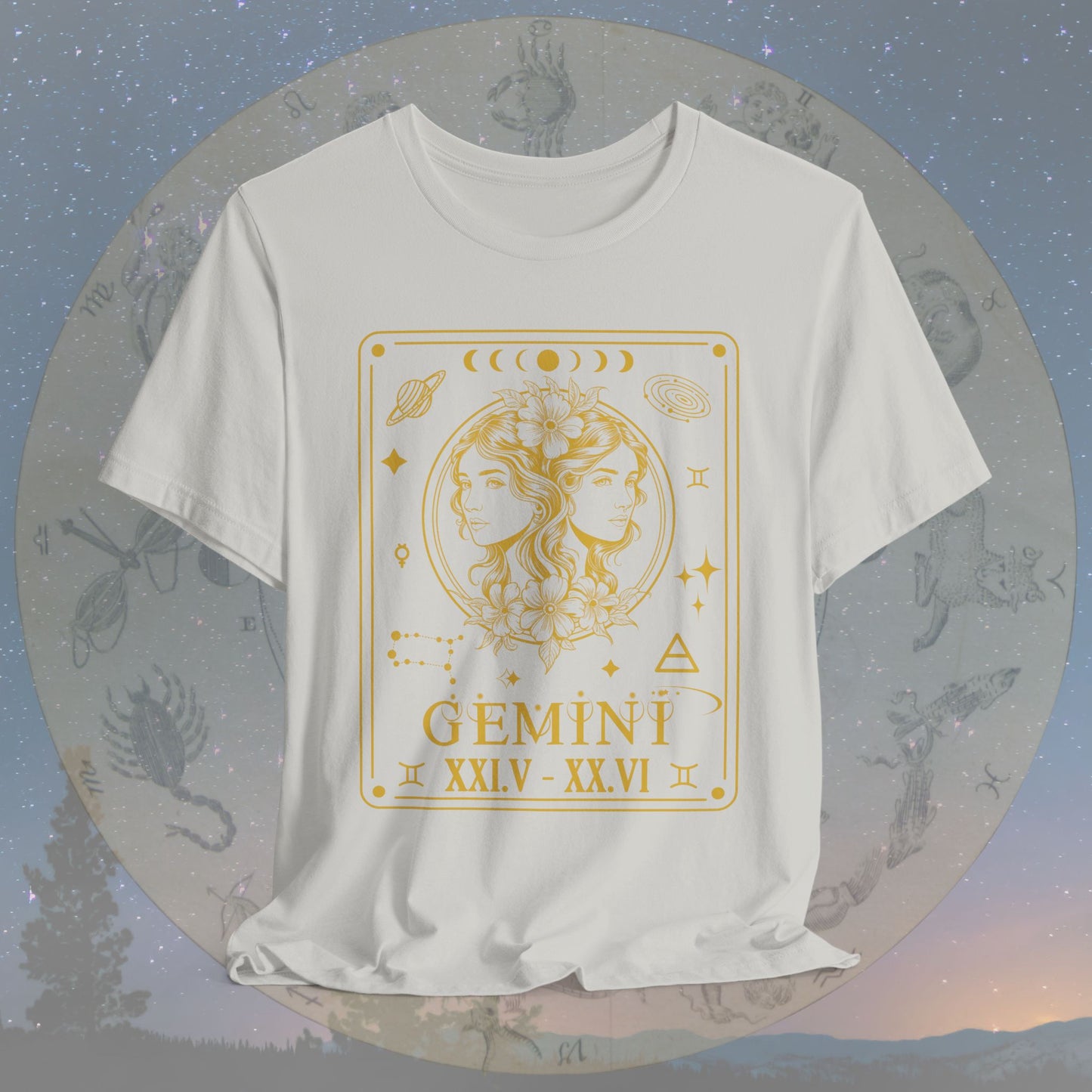Gemini Zodiac Sign Roman Dates Tarot T-Shirt
