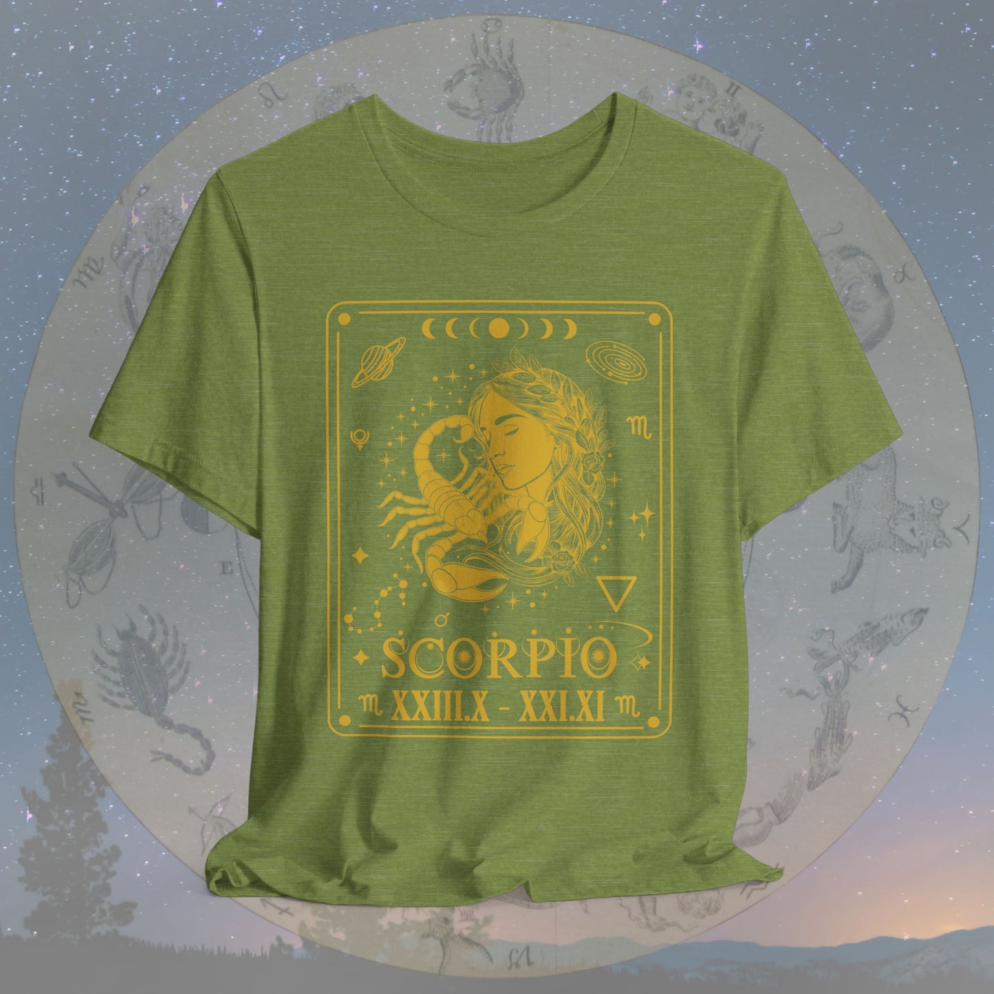 Scorpio Zodiac Sign Roman Dates Tarot T-Shirt