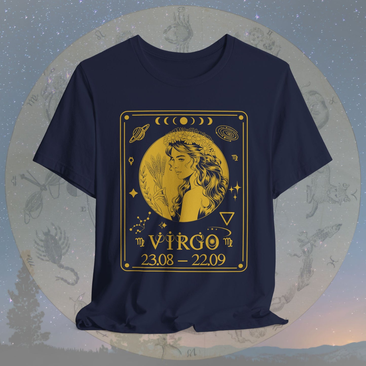 Virgo Zodiac Sign Numeric Dates Tarot T-Shirt
