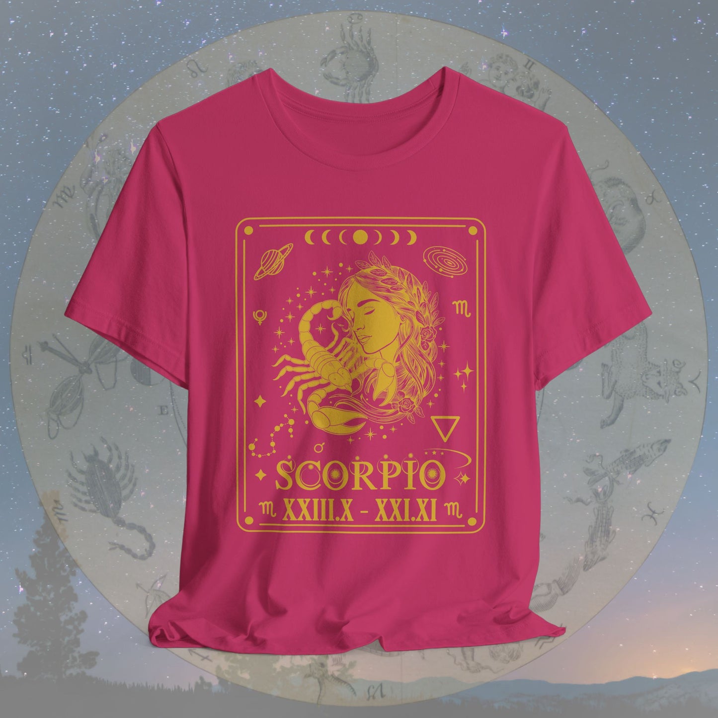 Scorpio Zodiac Sign Roman Dates Tarot T-Shirt