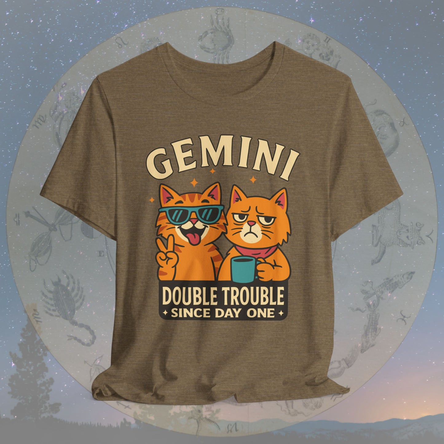 Funny Gemini Double Trouble Cat T-Shirt