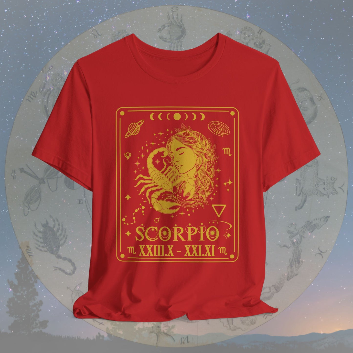 Scorpio Zodiac Sign Roman Dates Tarot T-Shirt