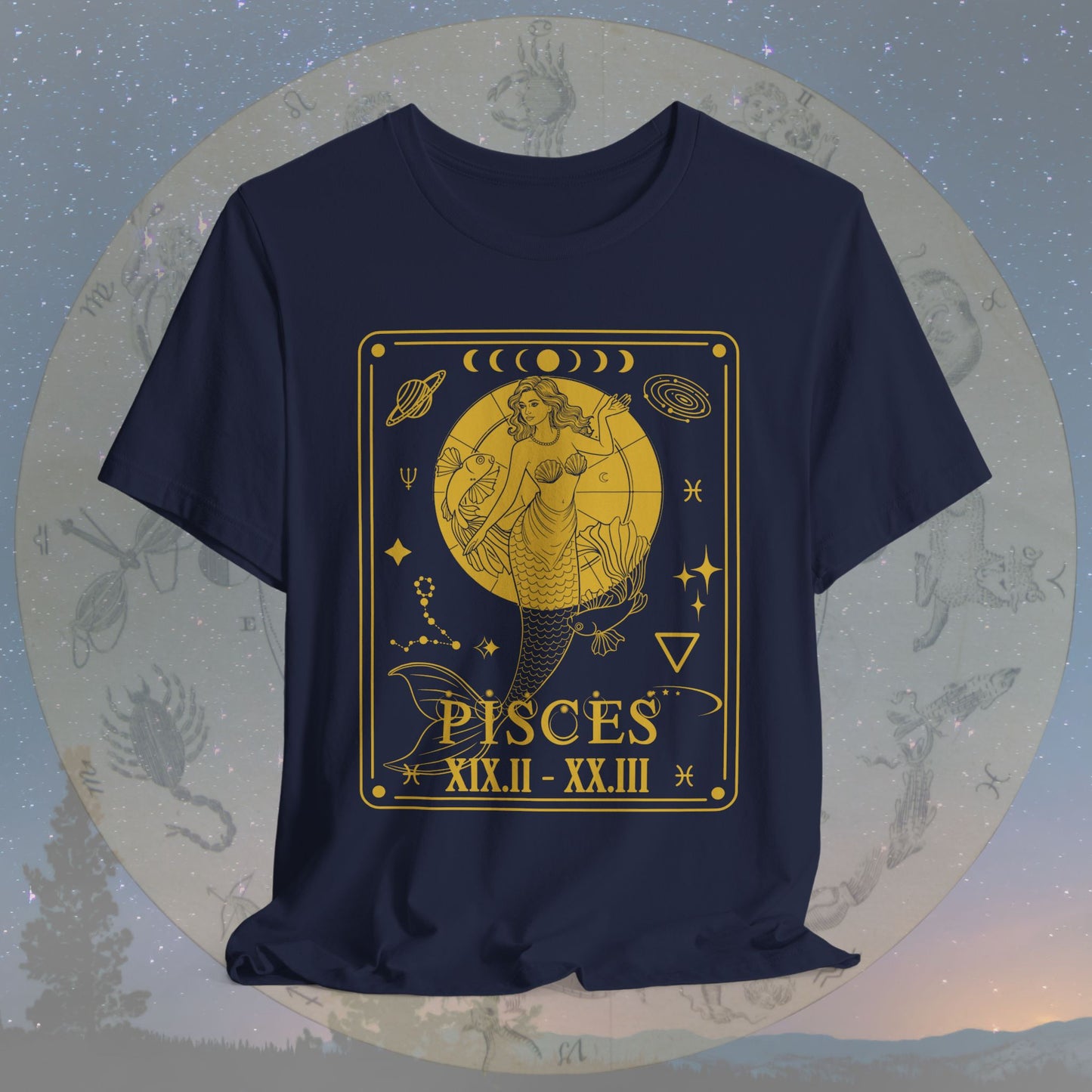 Pisces Zodiac Sign Roman Dates Tarot T-Shirt