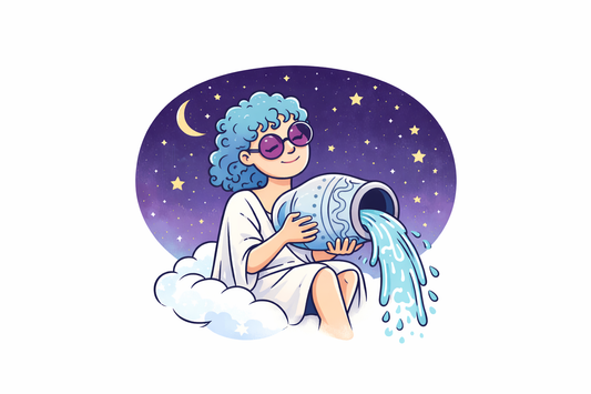 Aquarius zodiac water bearer illustration in a cute cartoon style.