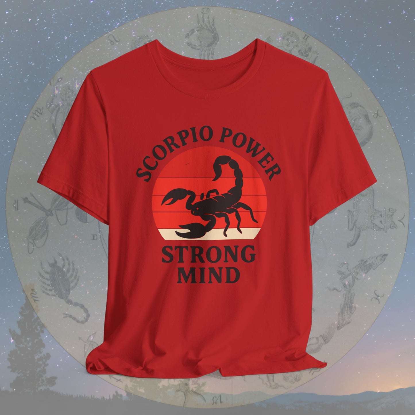 Retro Sunset Strong Mind Scorpio Power T-Shirt