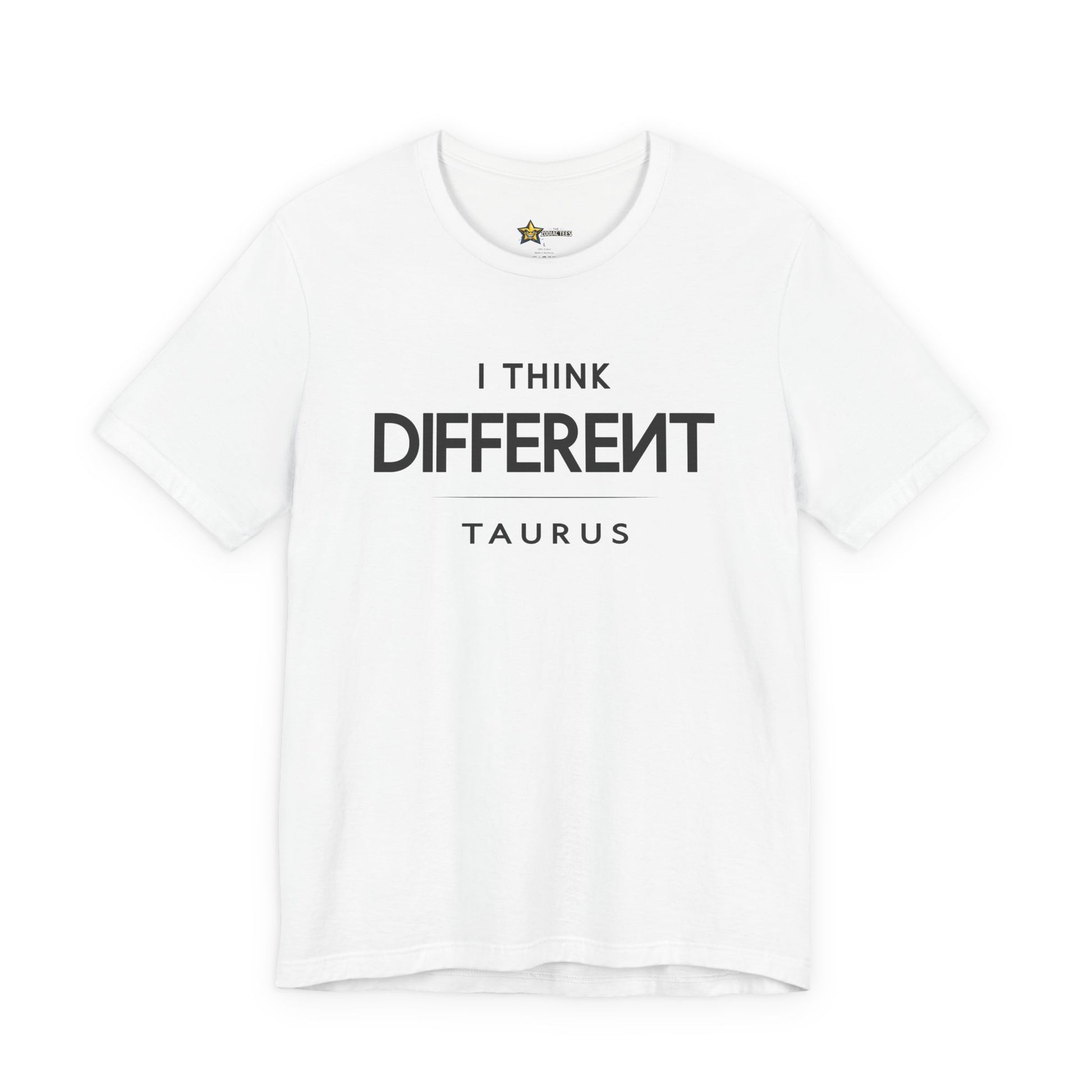 Taurus astrology t-shirt with bold typography quote on white background