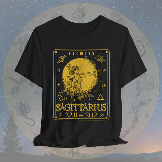 Sagittarius Zodiac Sign Numeric Dates Tarot T-Shirt