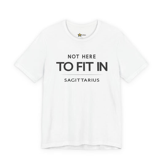 Sagittarius astrology t-shirt with bold typography quote on white background