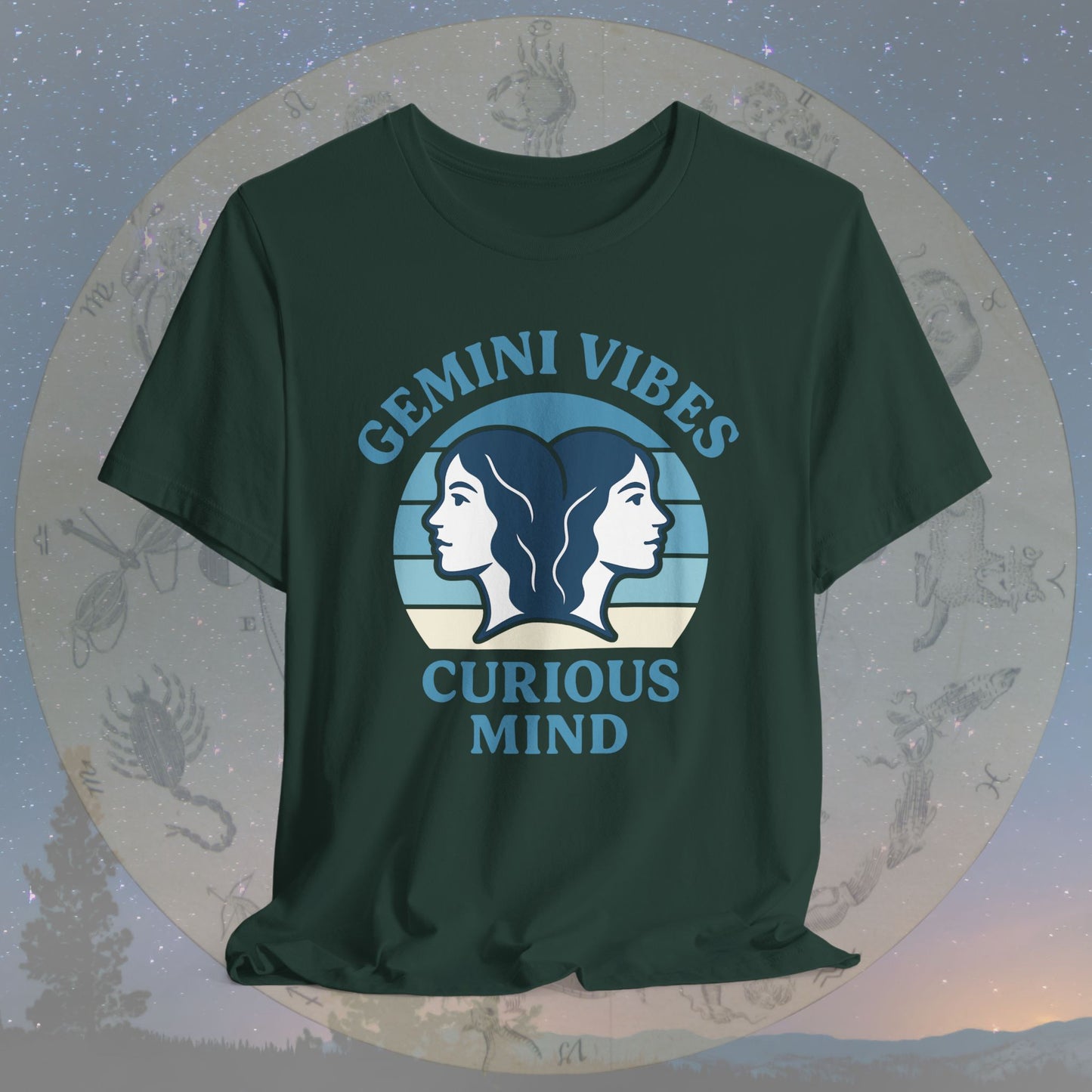 Retro Sunset Curious Gemini Vibes T-Shirt