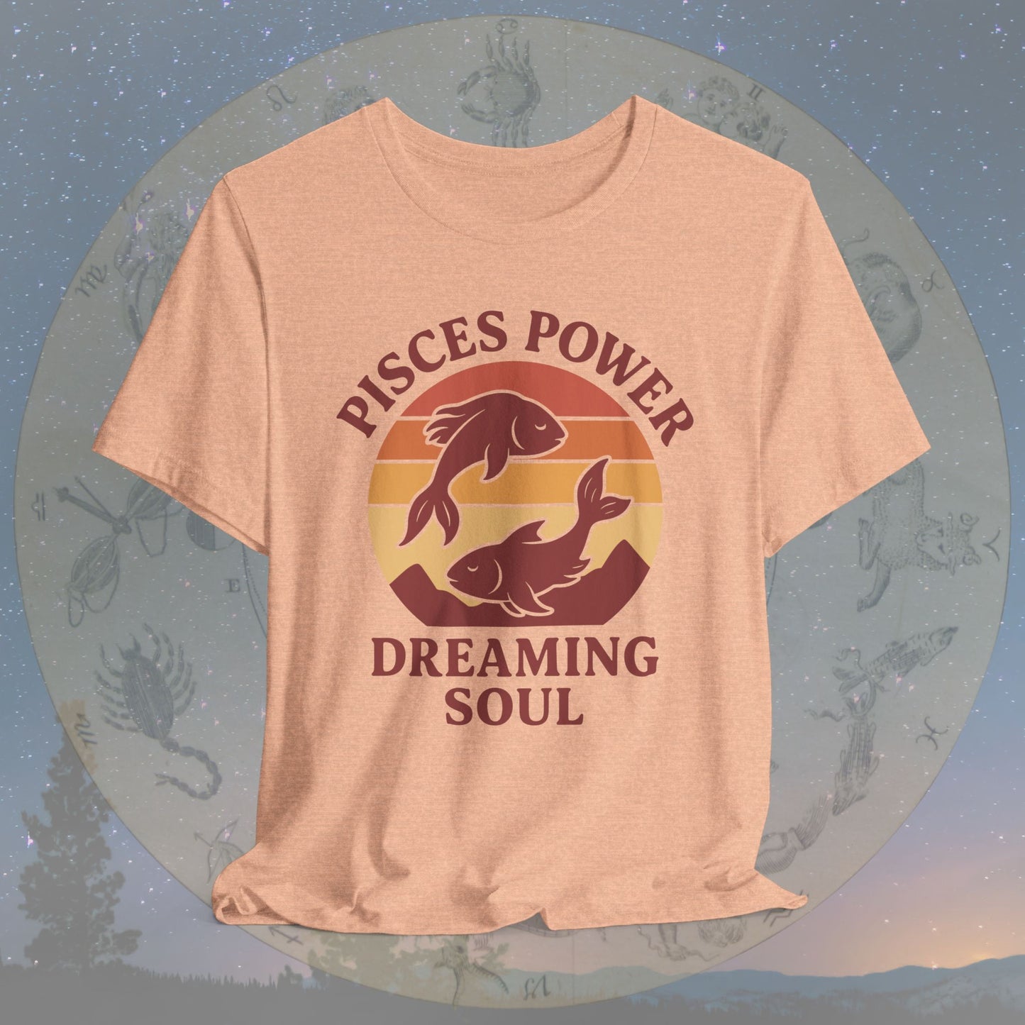 Retro Sunset Dreaming Soul Pisces Power T-Shirt