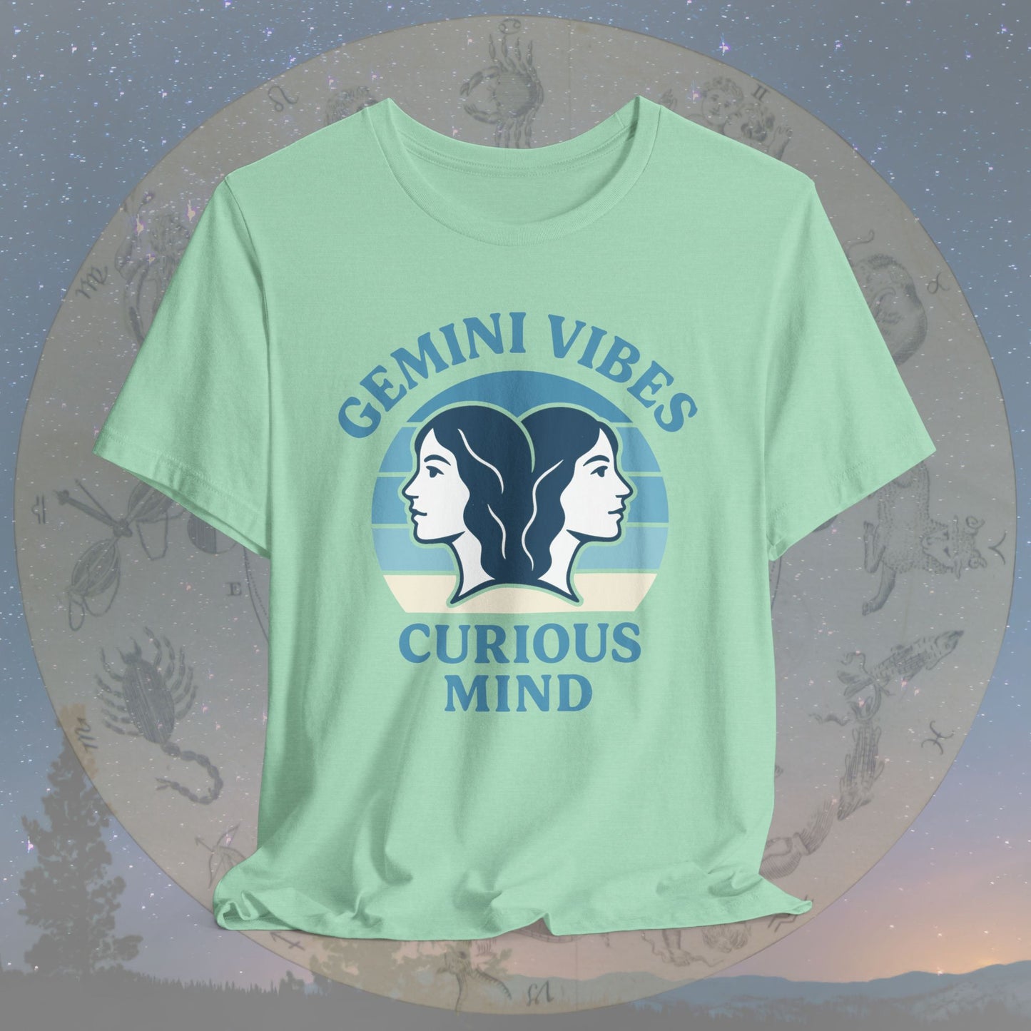 Retro Sunset Curious Gemini Vibes T-Shirt