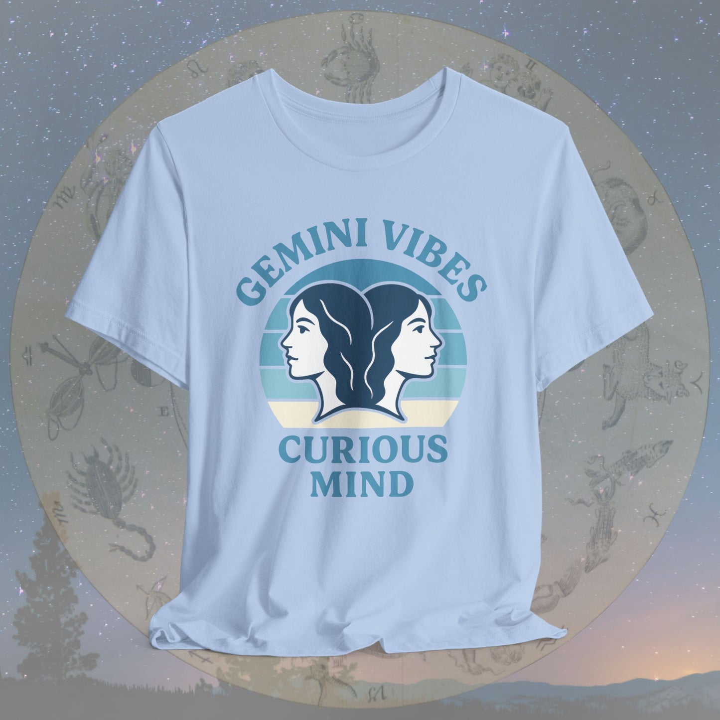 Retro Sunset Curious Gemini Vibes T-Shirt