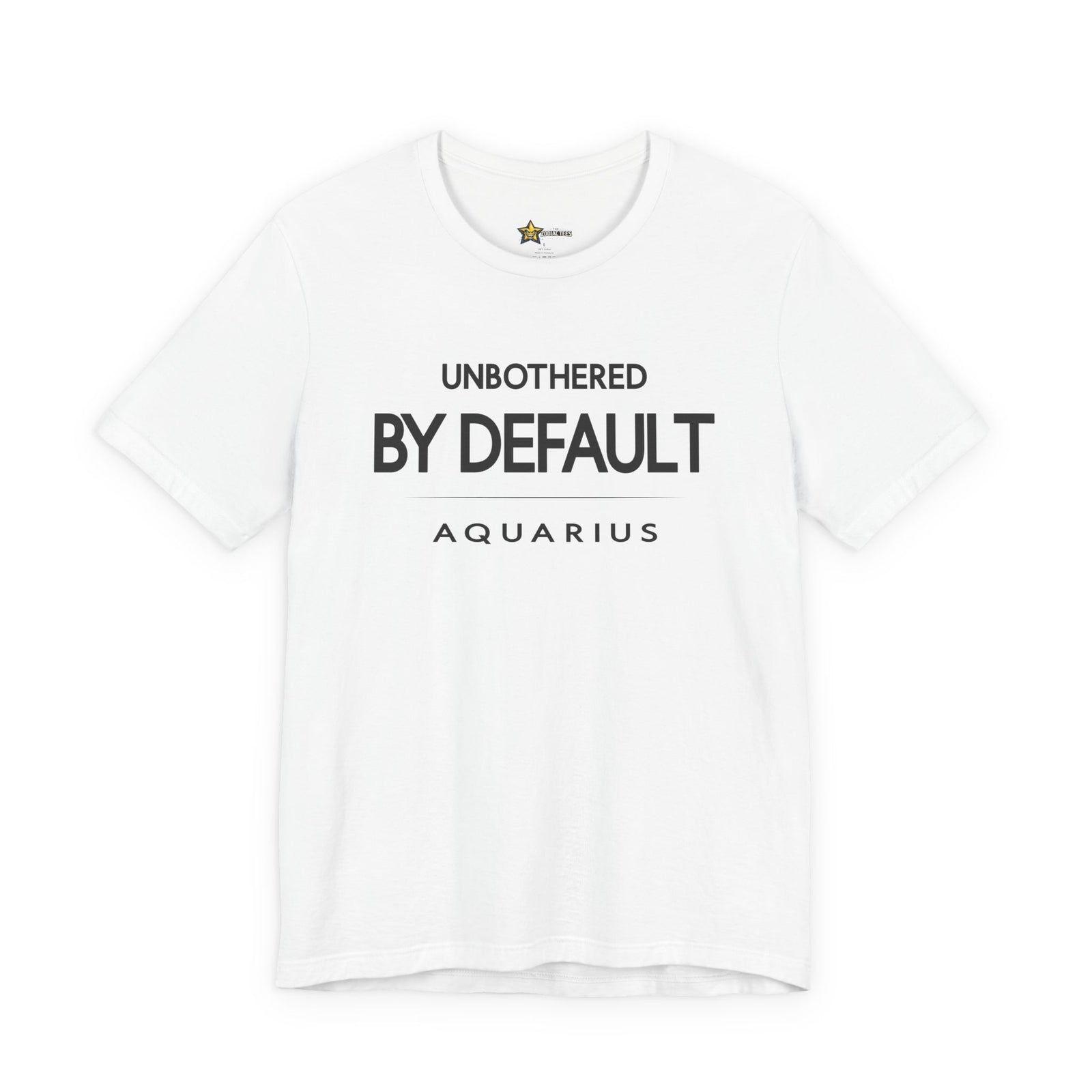 Aquarius astrology t-shirt with bold typography quote on white background