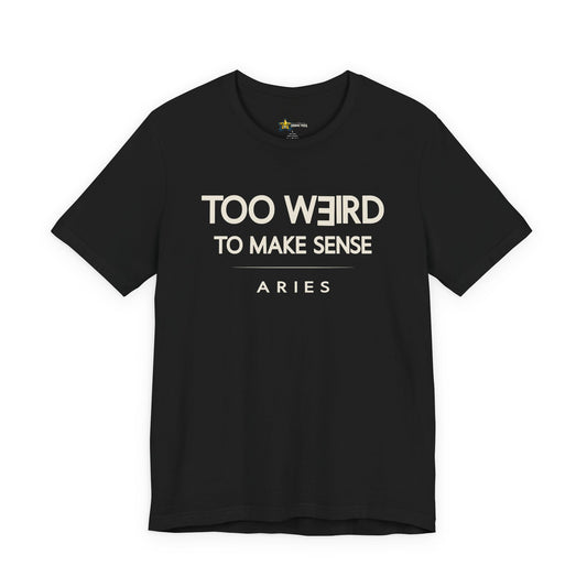 Aries astrology t-shirt with bold typography quote on black background