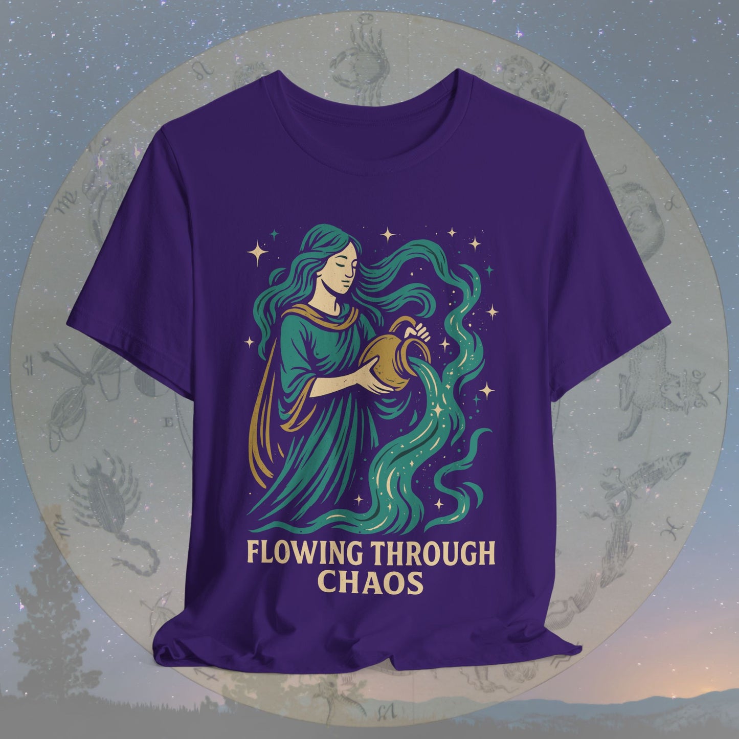 Free-Spirited Aquarius Flowing Through Chaos T-Shirt
