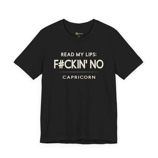Capricorn astrology t-shirt with bold typography quote on black background