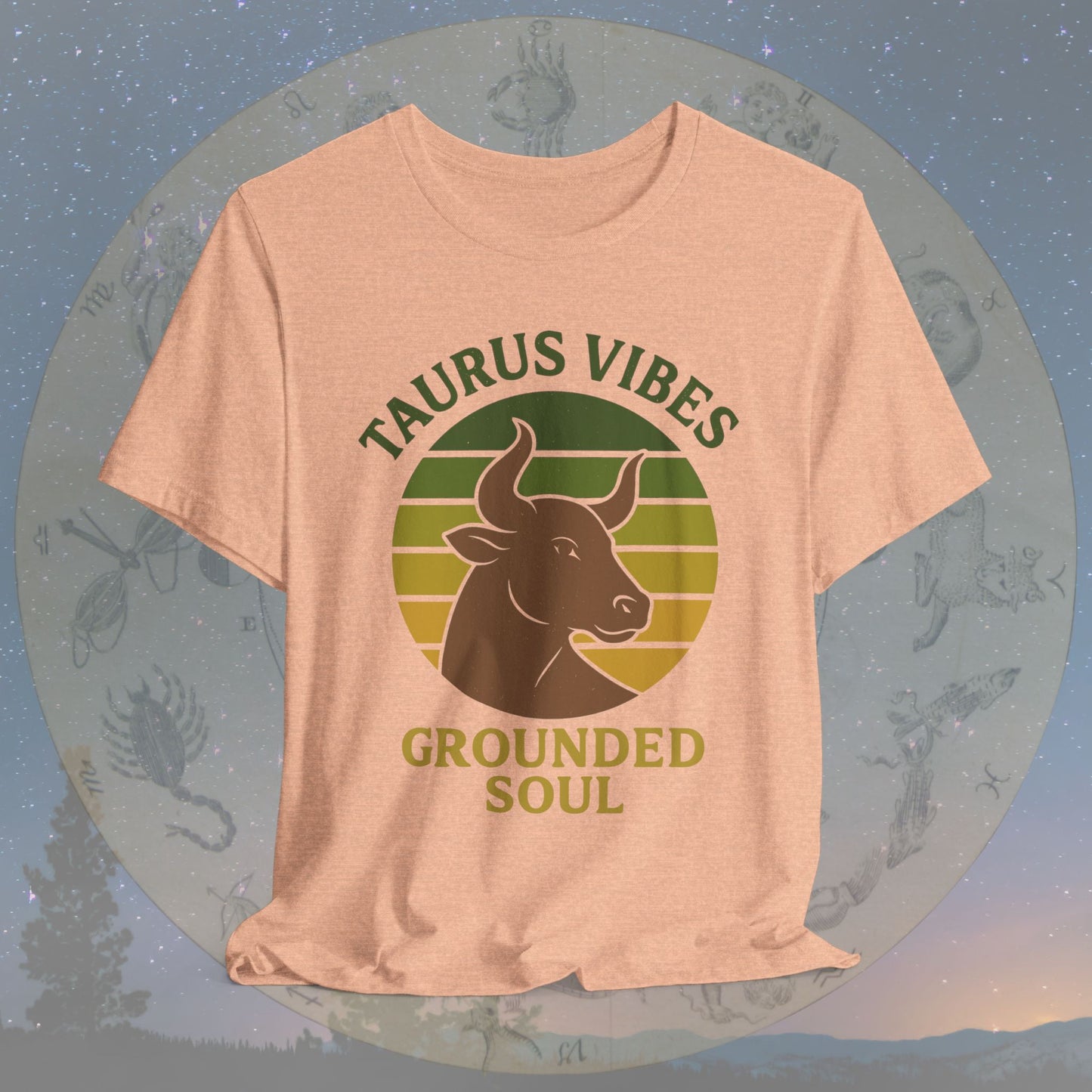 Retro Sunset Grounded Taurus Vibes T-Shirt