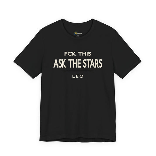 Leo astrology t-shirt with bold typography quote on black background