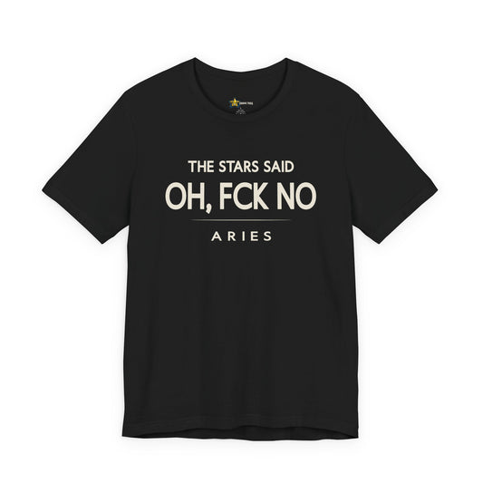 Aries astrology t-shirt with bold typography quote on black background