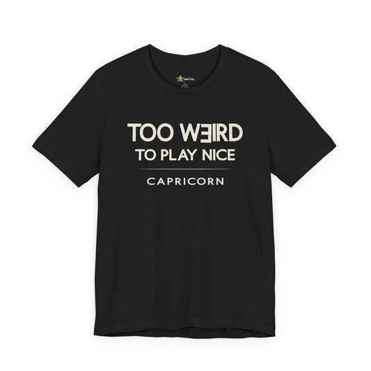 Capricorn astrology t-shirt with bold typography quote on black background