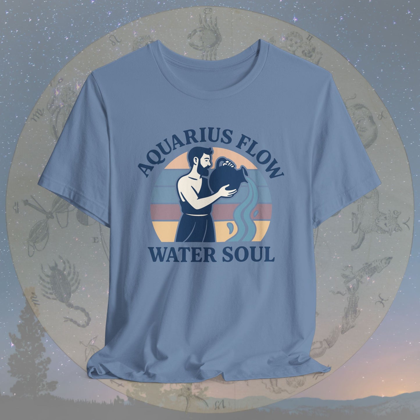 Retro Sunset Water Soul Aquarius Flow T-Shirt
