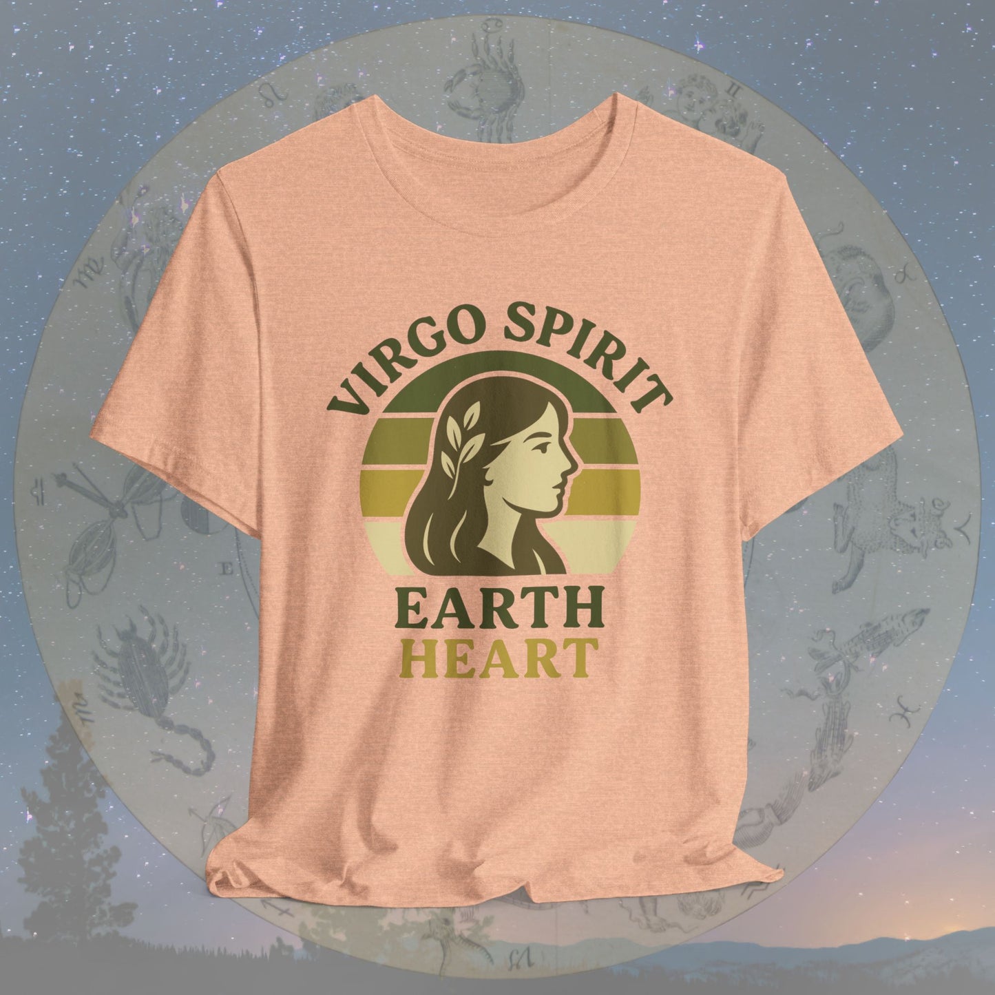 Retro Sunset Earth Heart Virgo Spirit T-Shirt