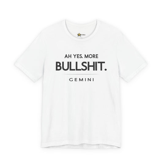 Gemini astrology t-shirt with bold typography quote on white background