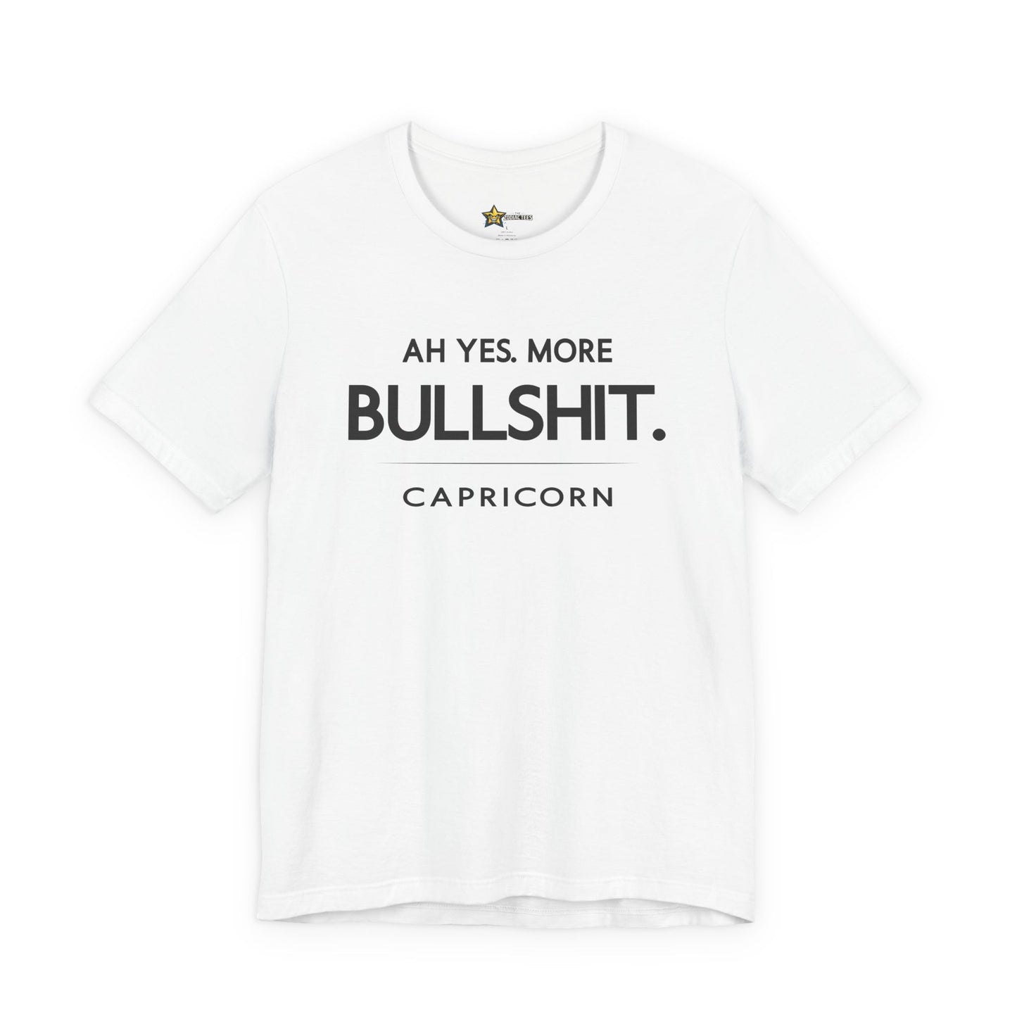 Capricorn astrology t-shirt with bold typography quote on white background