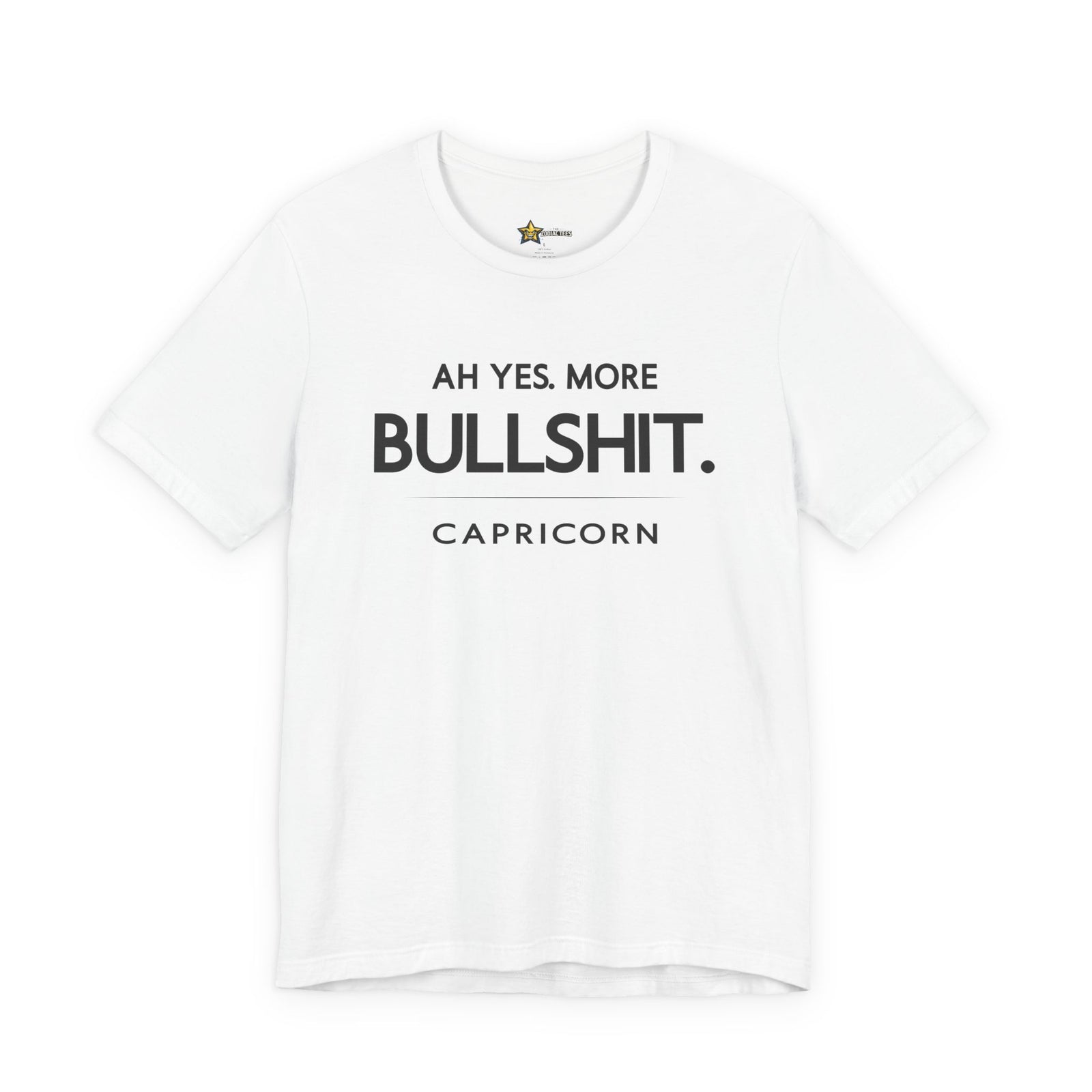 Capricorn astrology t-shirt with bold typography quote on white background