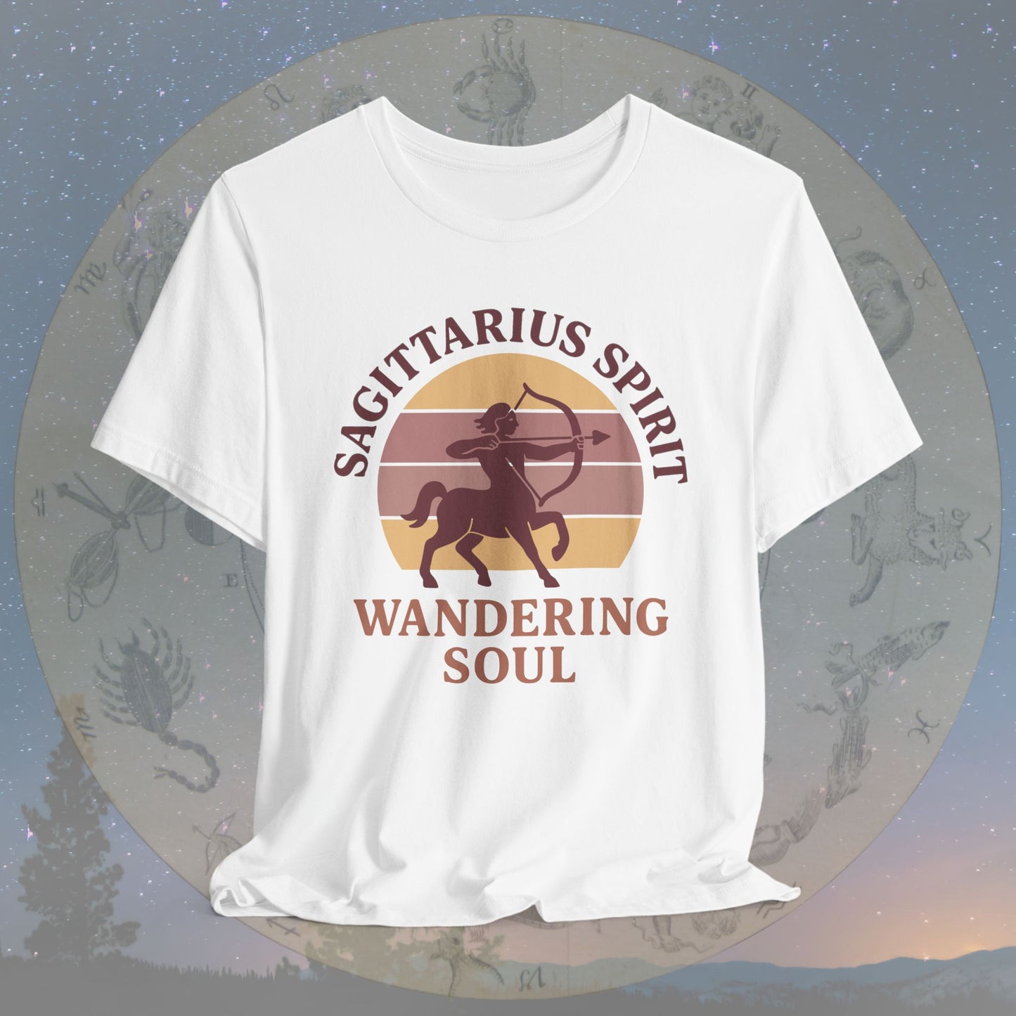 Retro Sunset Wandering Sagittarius Spirit T-Shirt