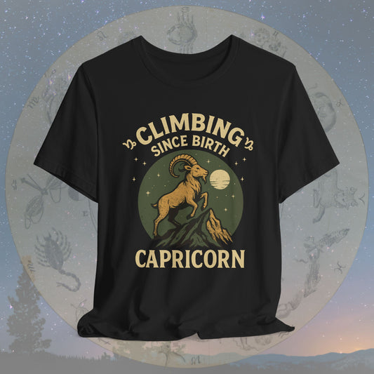 Climbing Since Birth Capricorn Zodiac Sign T-Shirt