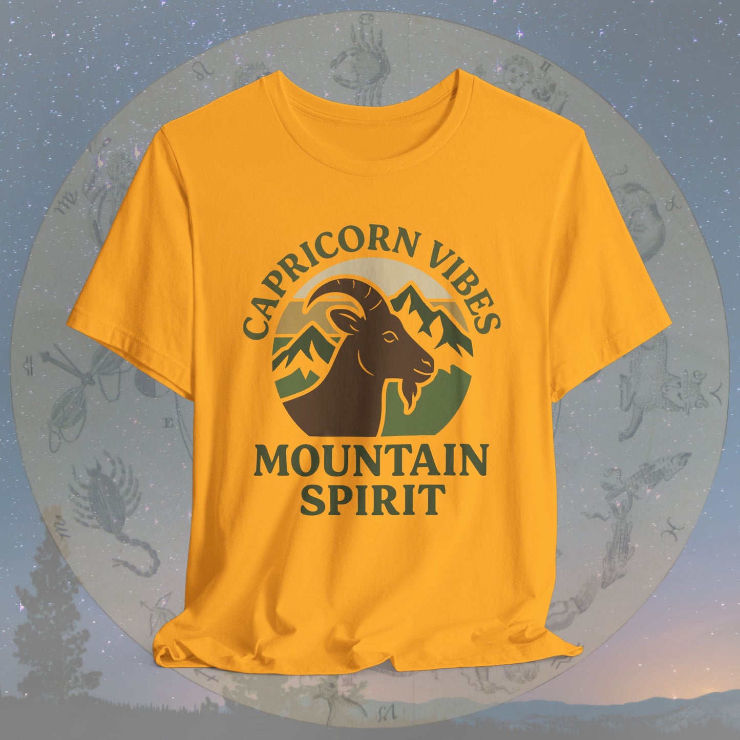 Retro Sunset Mountain Spirit Capricorn Vibes T-Shirt