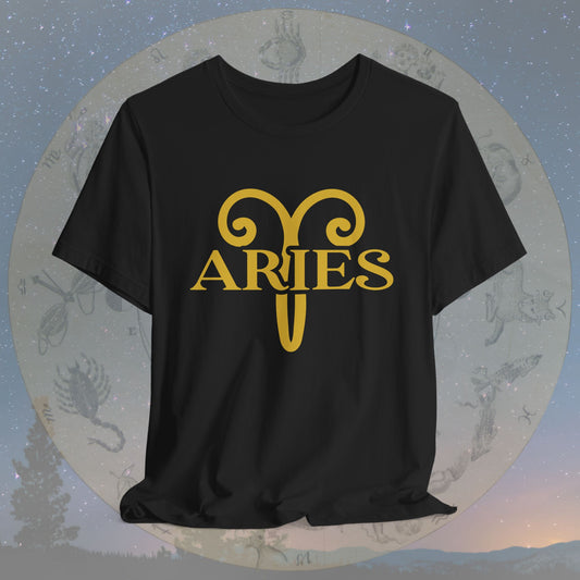 Aries Golden Zodiac Symbol T-Shirt