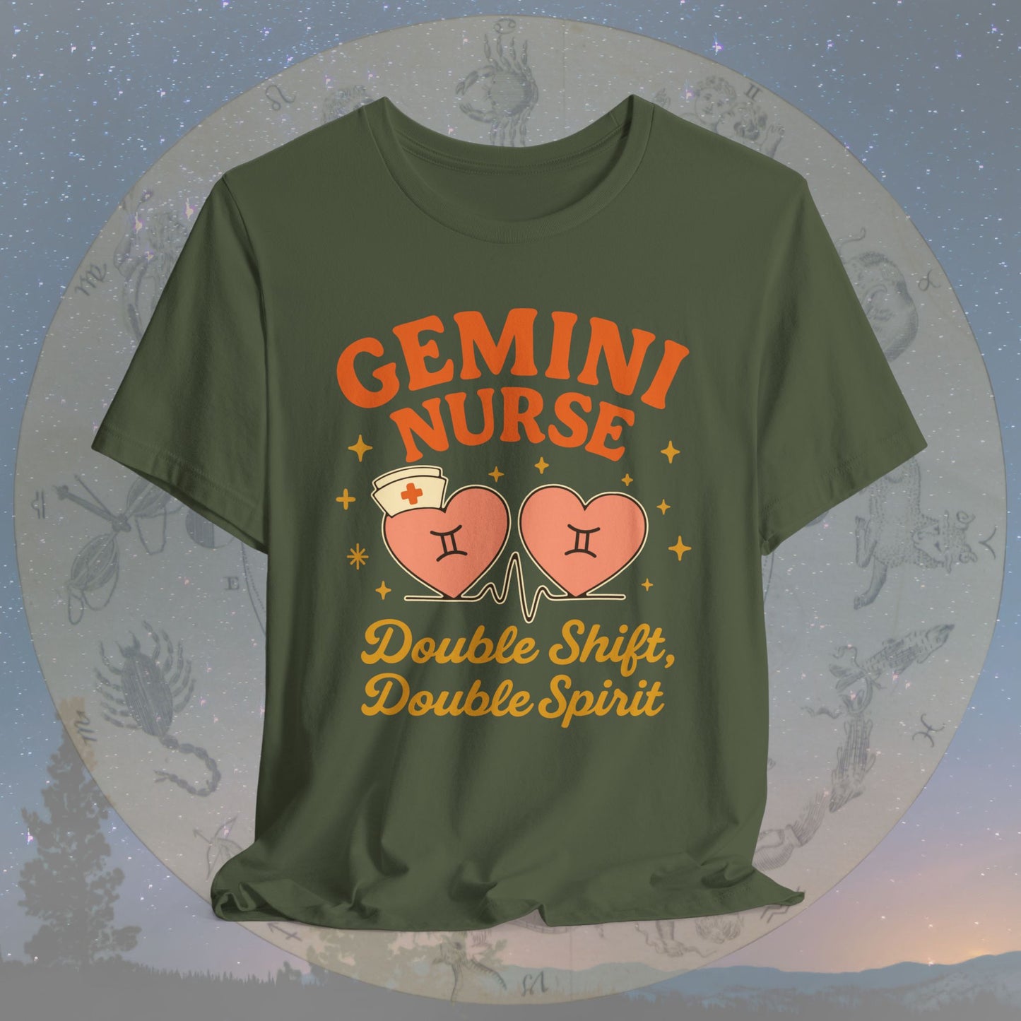 Double Shift, Double Spirit Gemini Nurse T-Shirt