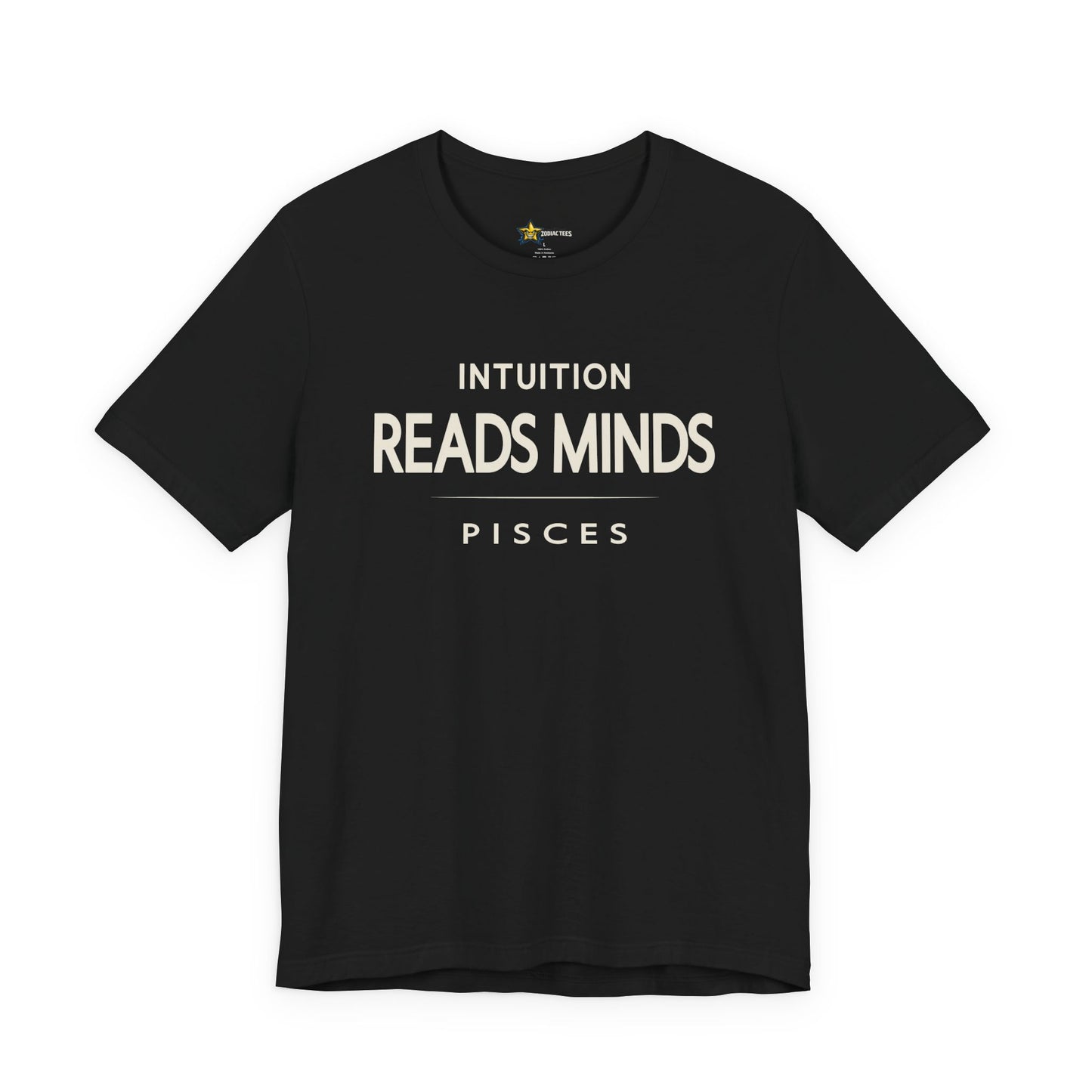 Pisces astrology t-shirt with bold typography quote on black background