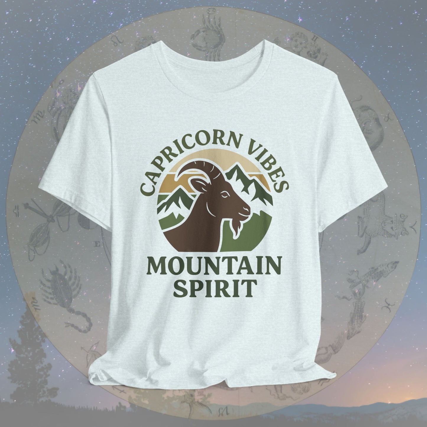Retro Sunset Mountain Spirit Capricorn Vibes T-Shirt